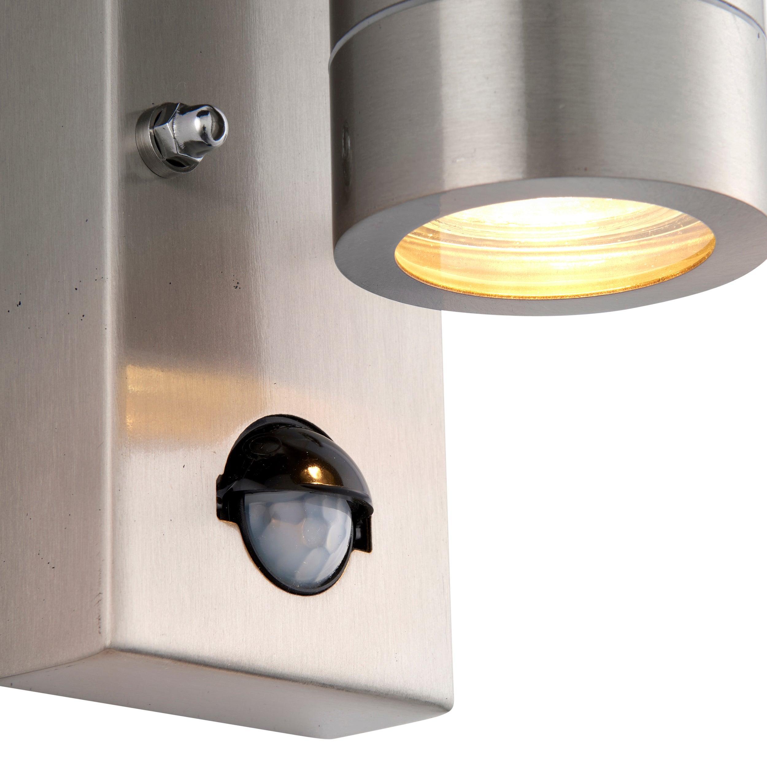 palin pir sensor 2 light marine grade outdoor wall light ip65 7w by saxby lighting, close up image 85