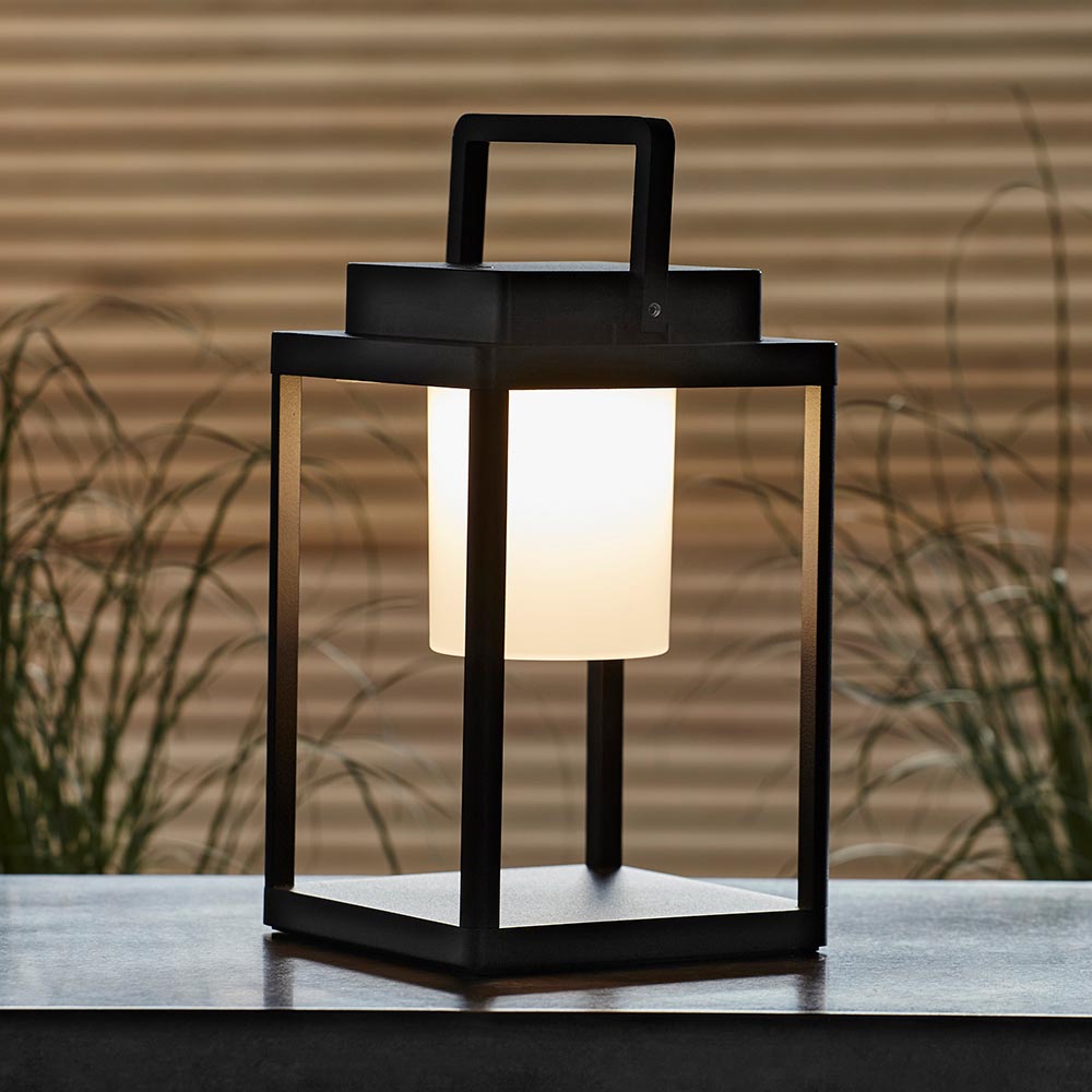 Voyage Rechargeable Black Outdoor Table Lamp - IP44