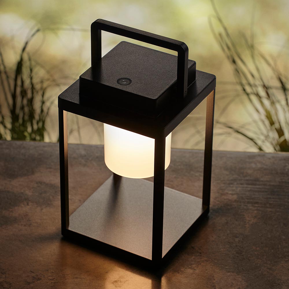 Voyage Rechargeable Black Outdoor Table Lamp - IP44
