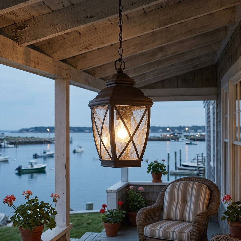 Kichler Tangier Medium 7.5" Bronze Outdoor Pendant Chain Lantern