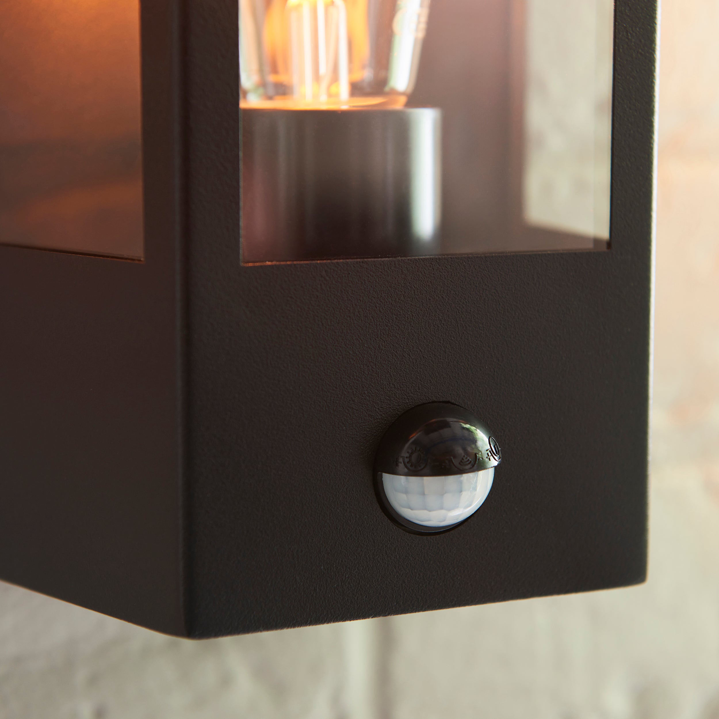 Huntington PIR Black Outdoor Wall Light
