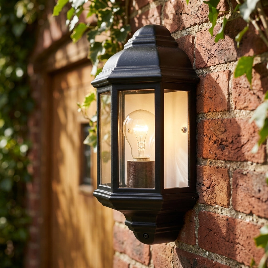 Searchlight Maine Black Outdoor Wall Light - IP44