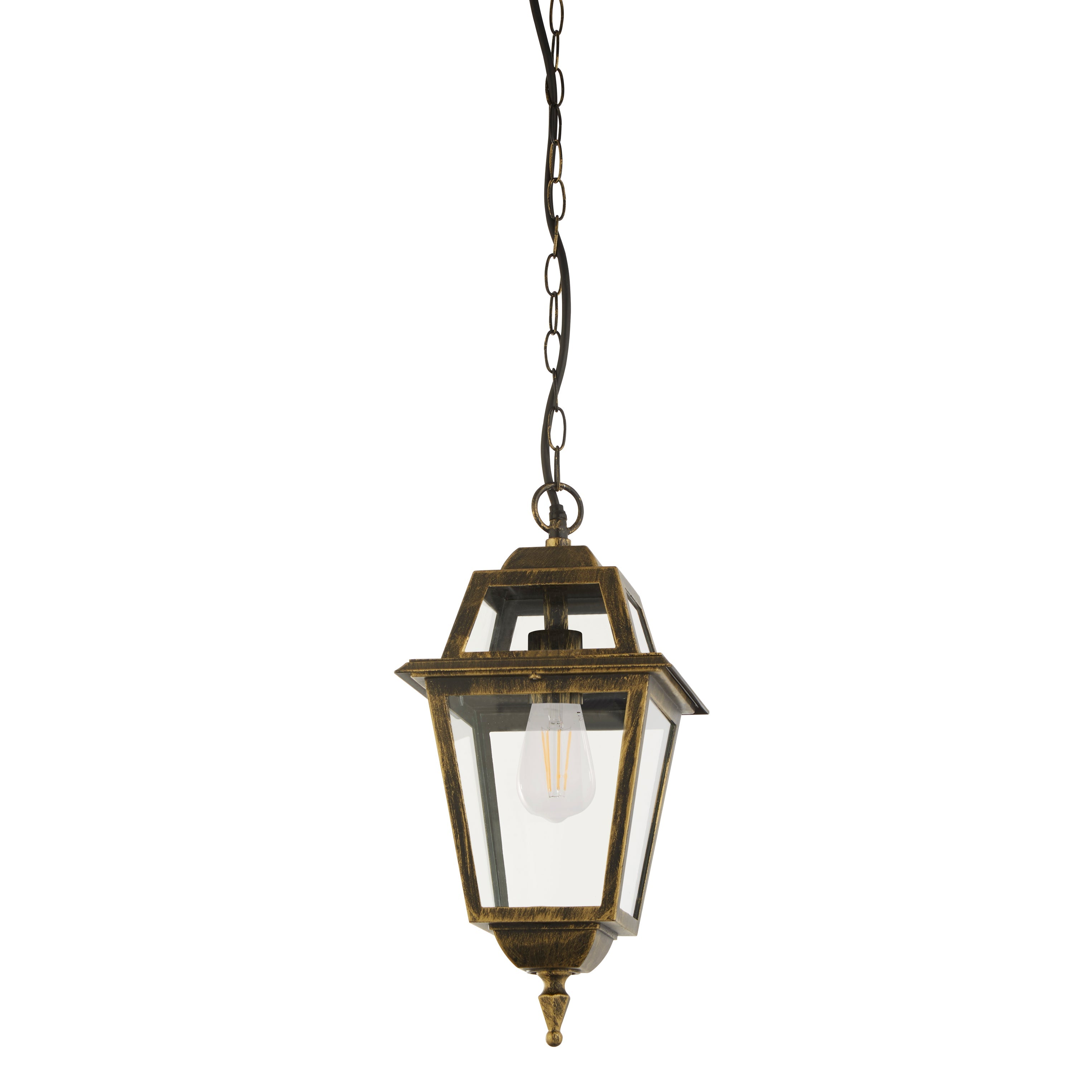 Searchlight New Orleans Black & Gold Outdoor Pendant Lantern - IP44