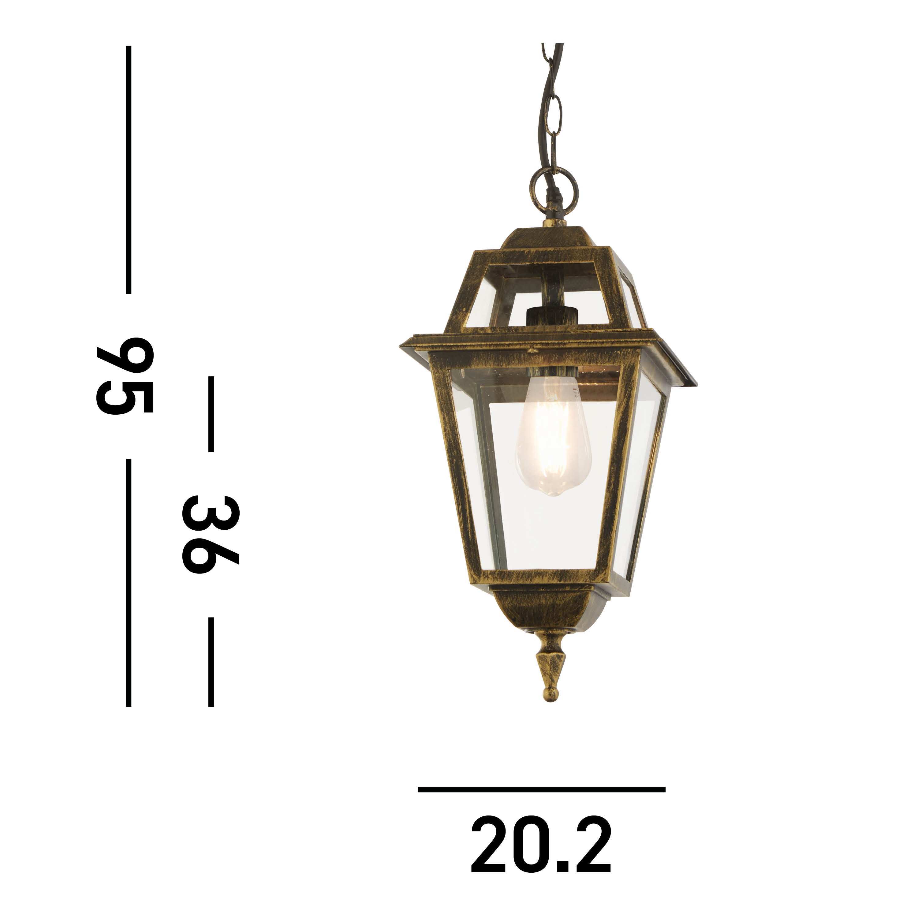 Searchlight New Orleans Black & Gold Outdoor Pendant Lantern - IP44