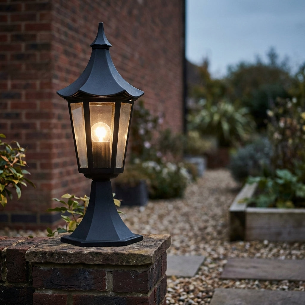 Oaks Witton Black Finish Outdoor Pedestal Light 811 PED BK