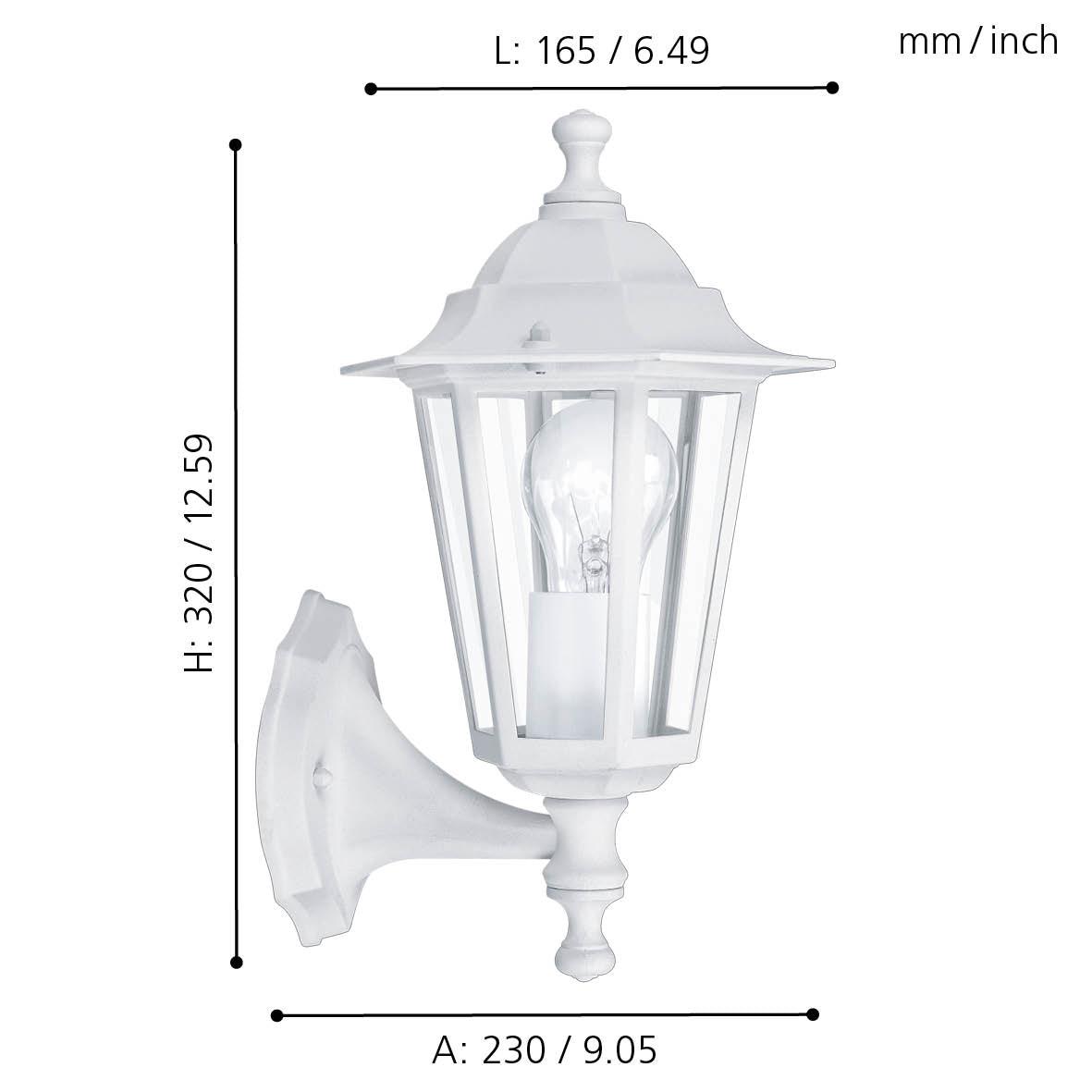 Eglo Laterna 5 White Upright Lantern Outdoor Wall Light - IP44-clearance