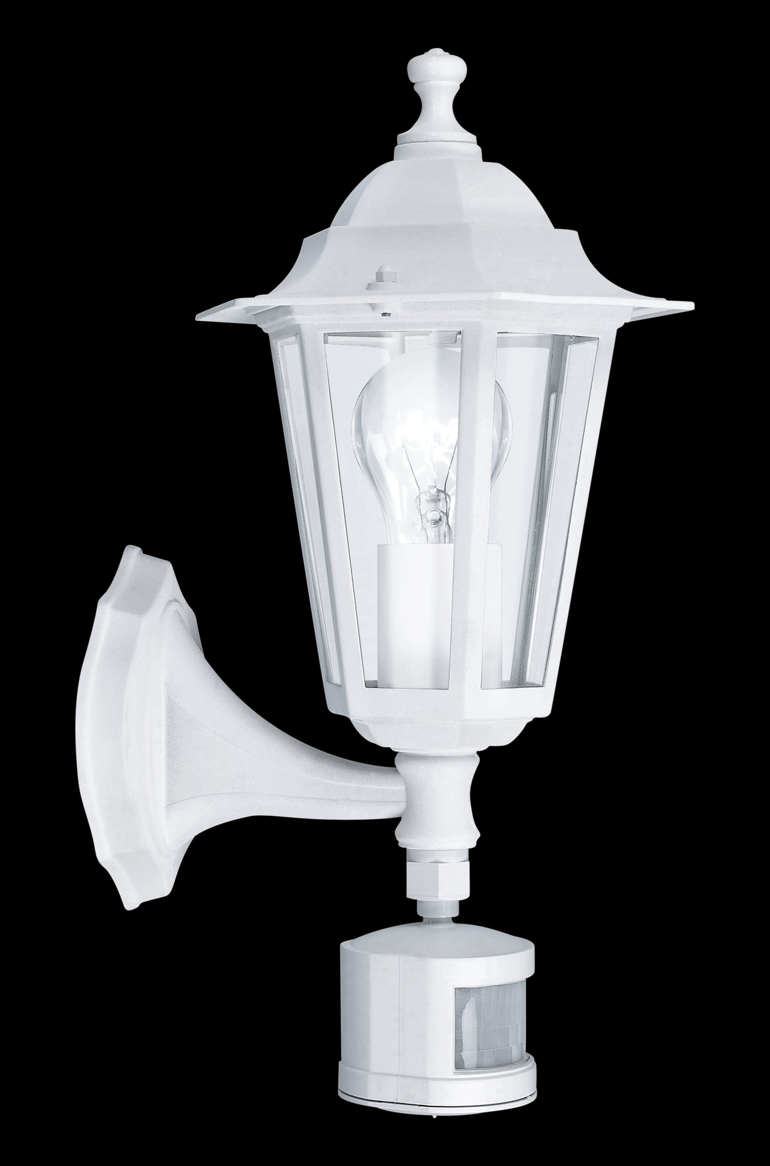 eglo laterna 5 white pir upright lantern outdoor wall light ip44 living room image