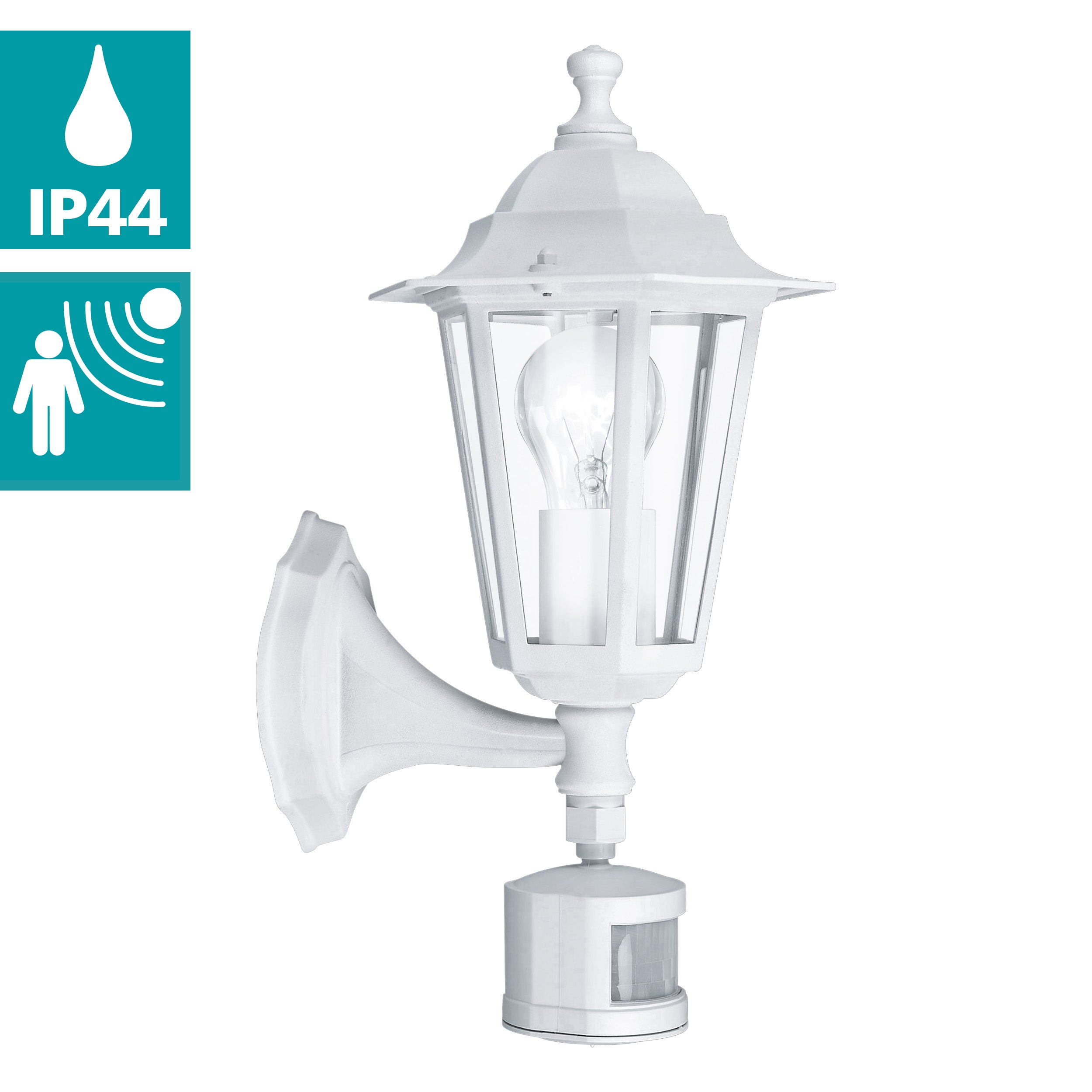 eglo laterna 5 white pir upright lantern outdoor wall light ip44 kitchen lighting