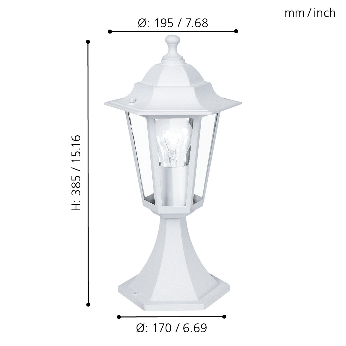 eglo laterna 5 ip44 white pedestal light living room close up