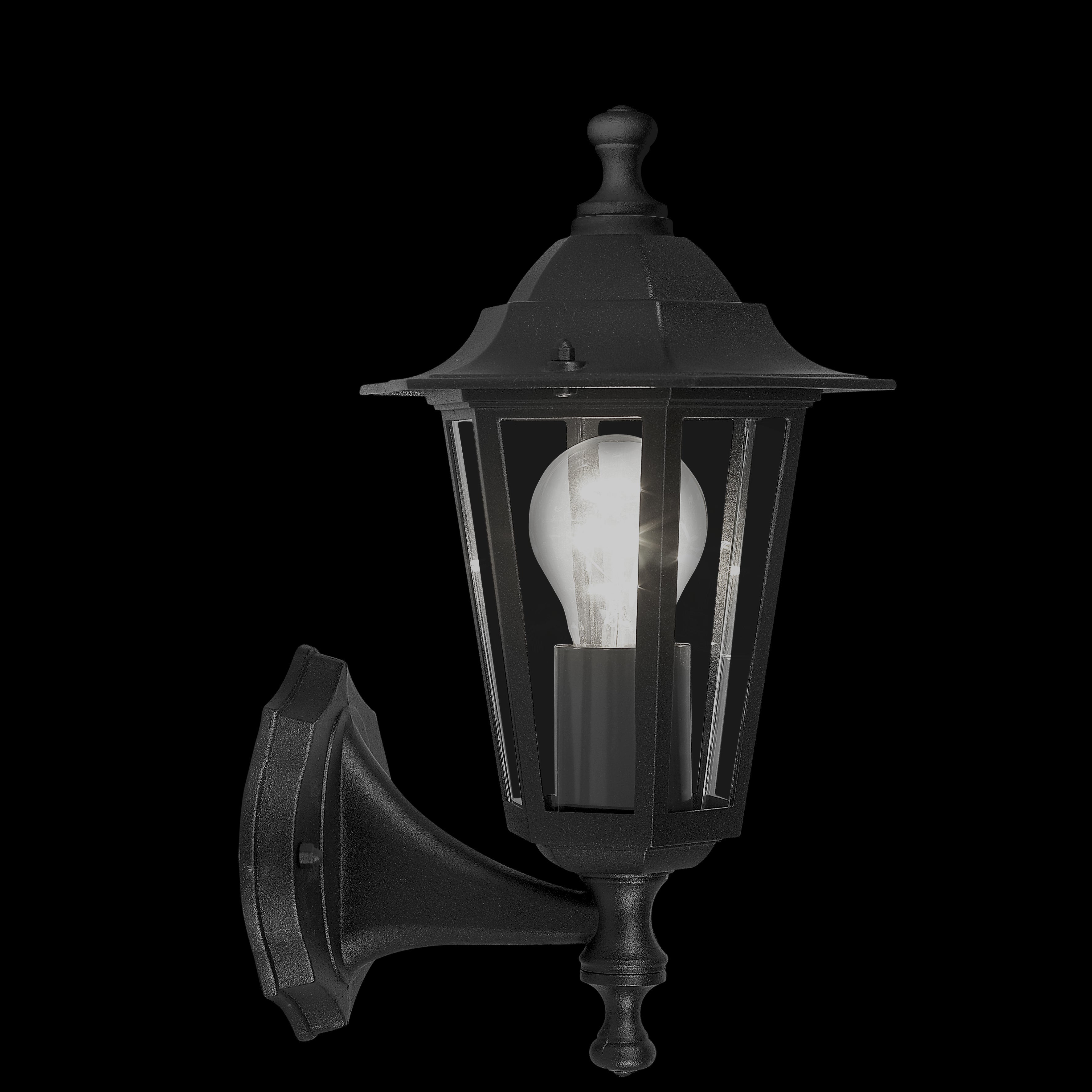 eglo laterna 4 black upright lantern outdoor wall light ip44 living room close up