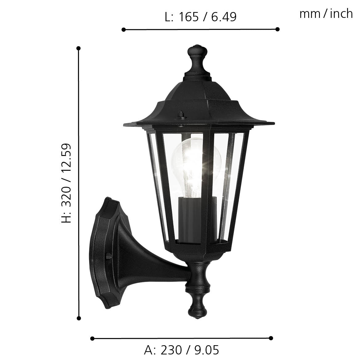 eglo laterna 4 black upright lantern outdoor wall light ip44 kitchen lighting