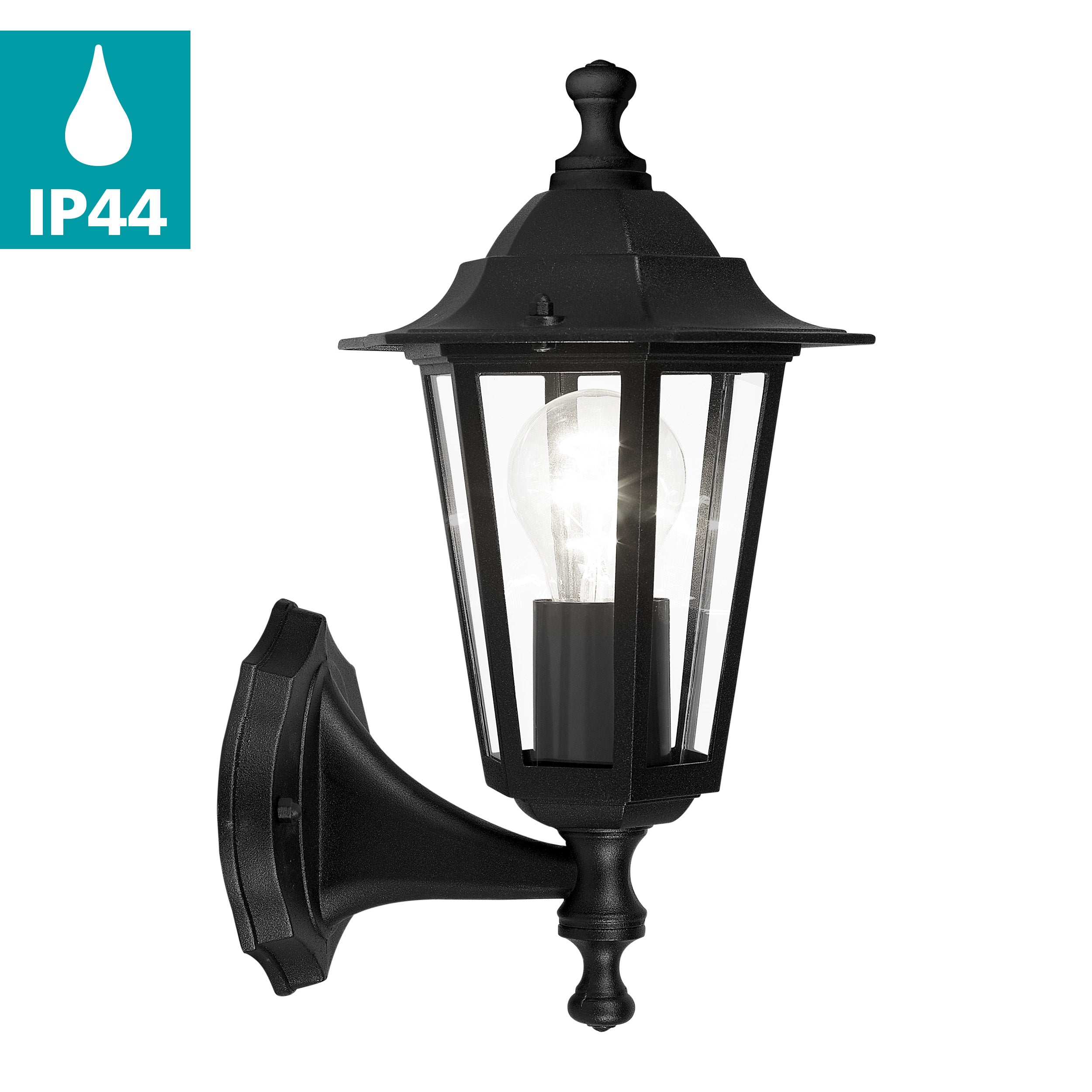 eglo laterna 4 black upright lantern outdoor wall light ip44 Kitchen Lighting Close Up