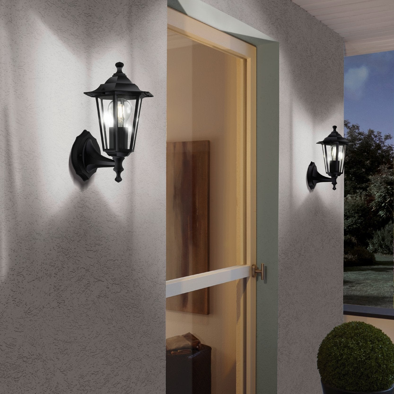 eglo laterna 4 black upright lantern outdoor wall light ip44