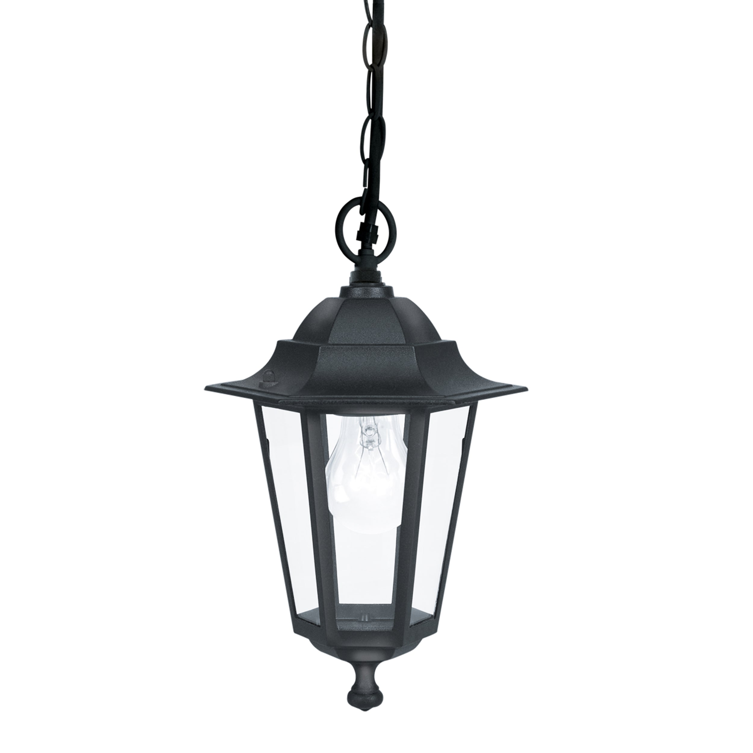 eglo laterna 4 ip44 black outdoor ceiling pendant living room close up