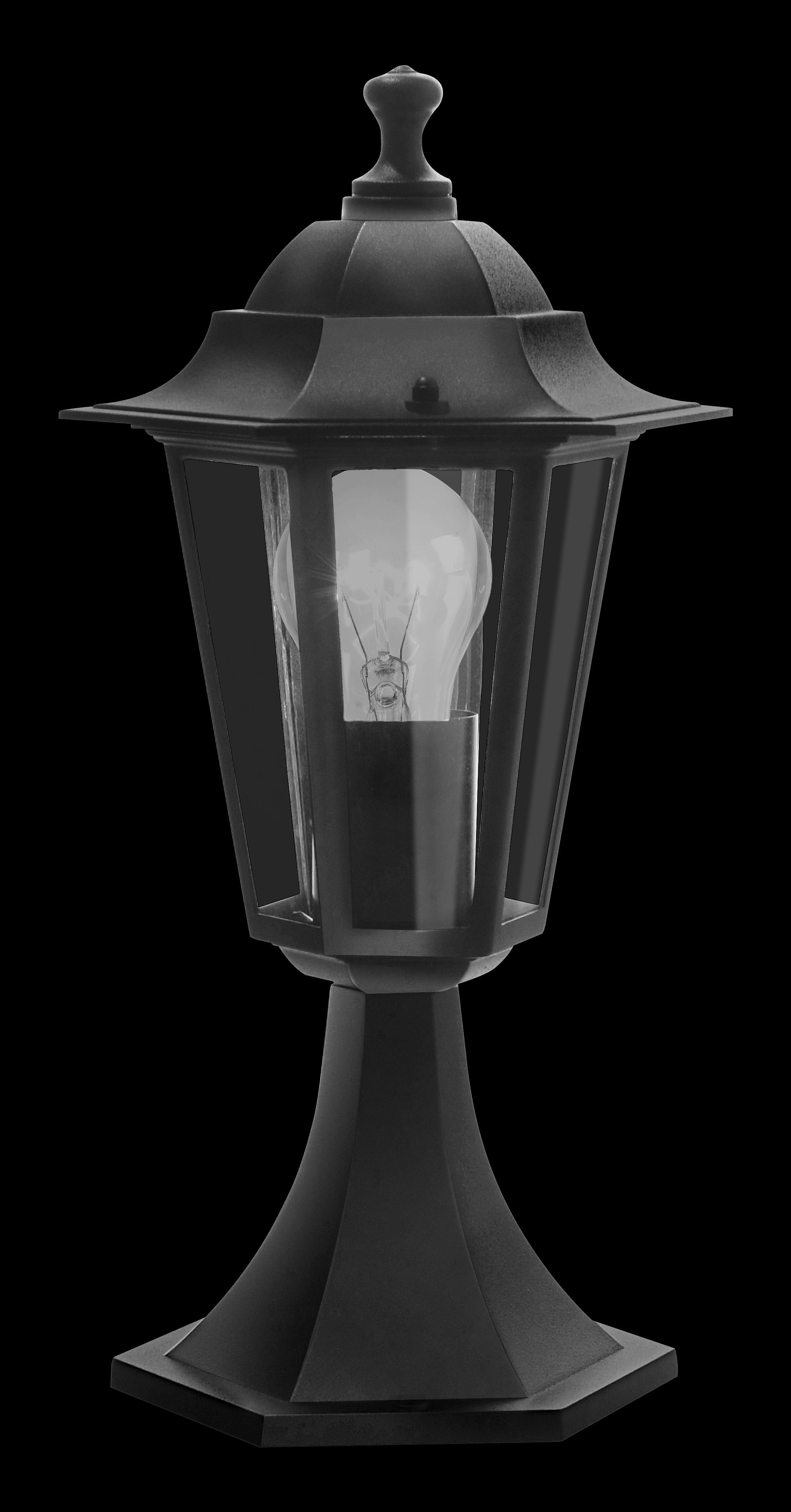 eglo laterna 4 ip44 black pedestal light living room close up