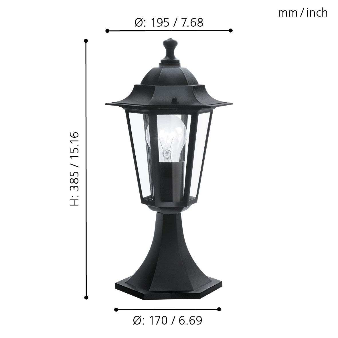 eglo laterna 4 ip44 black pedestal light kitchen lighting