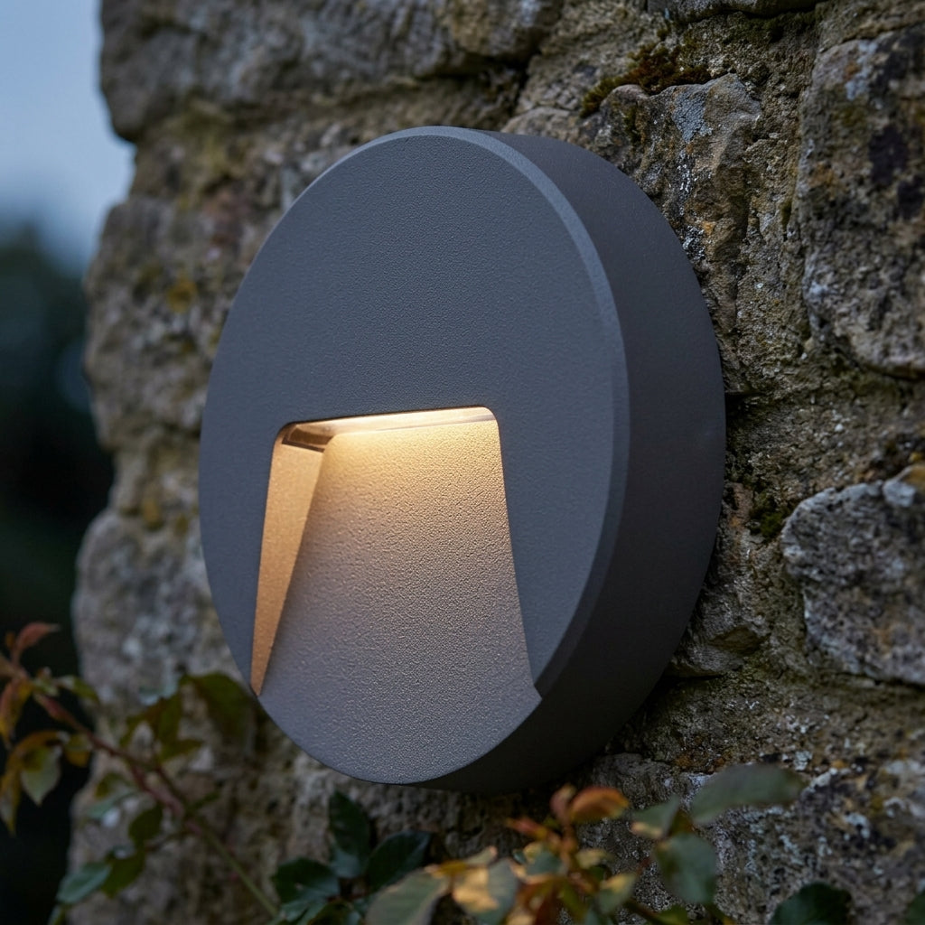 Severus Grey Round Outdoor Wall Light IP65 2.8W - CCT