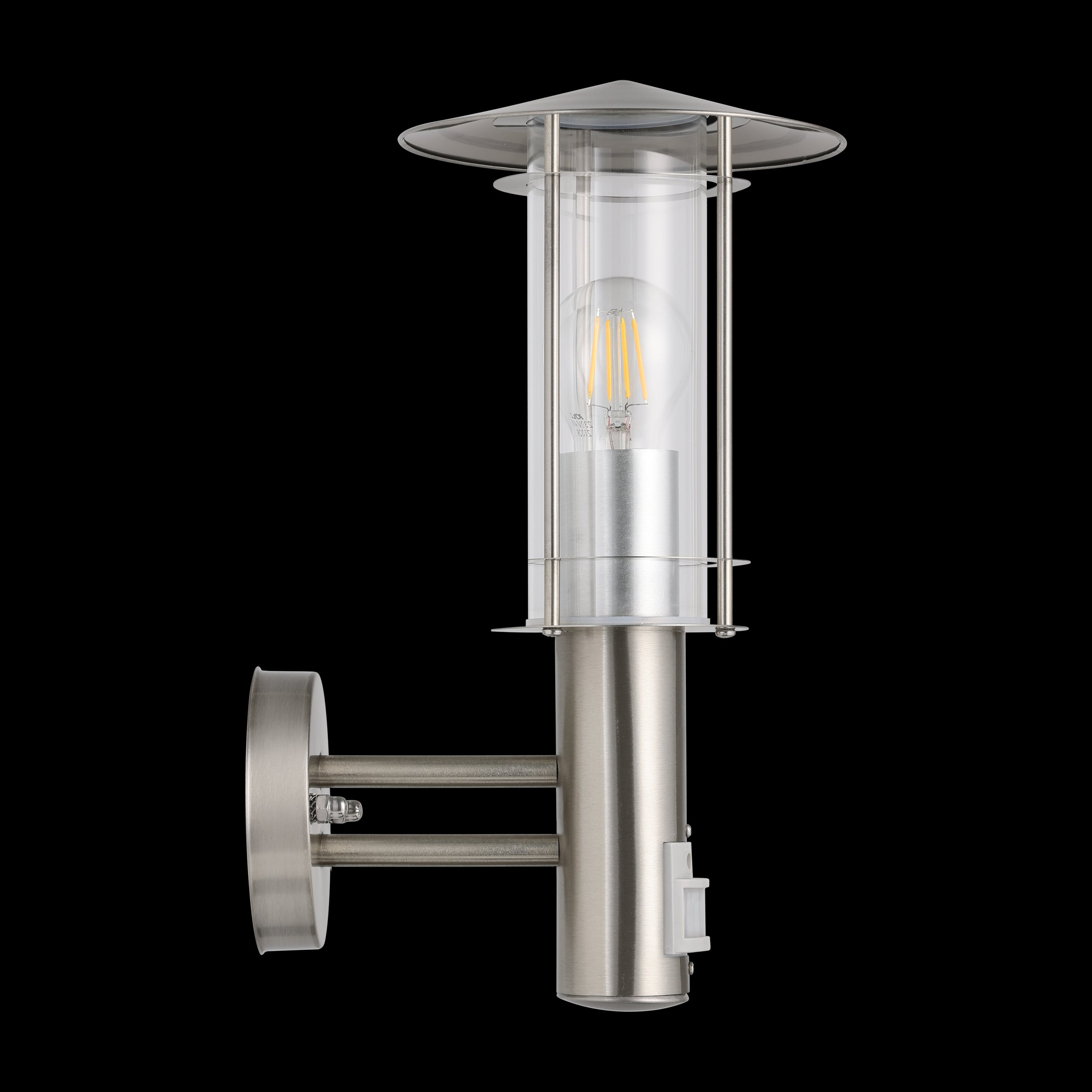 eglo lisio ip44 stainless steel pir outdoor wall light living room image