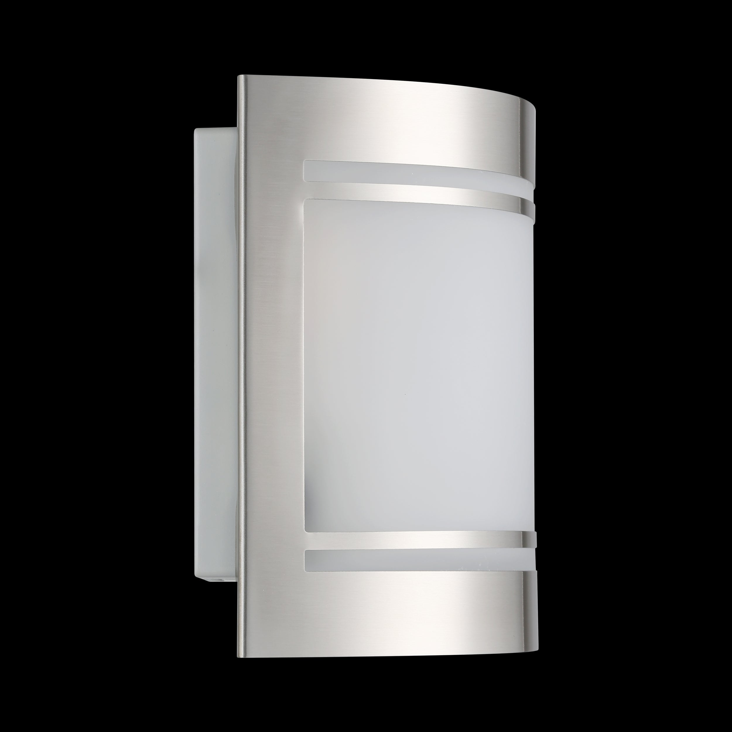 eglo cerno stainless steel curved outdoor wall light living room close up