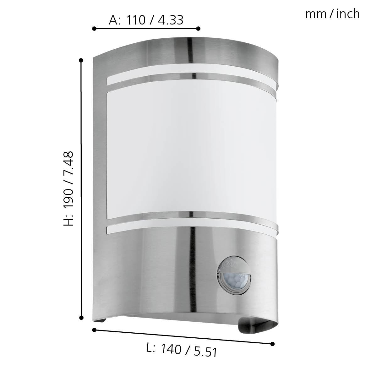 Eglo Cerno Stainless Steel Curved PIR Outdoor Wall Light-clearance