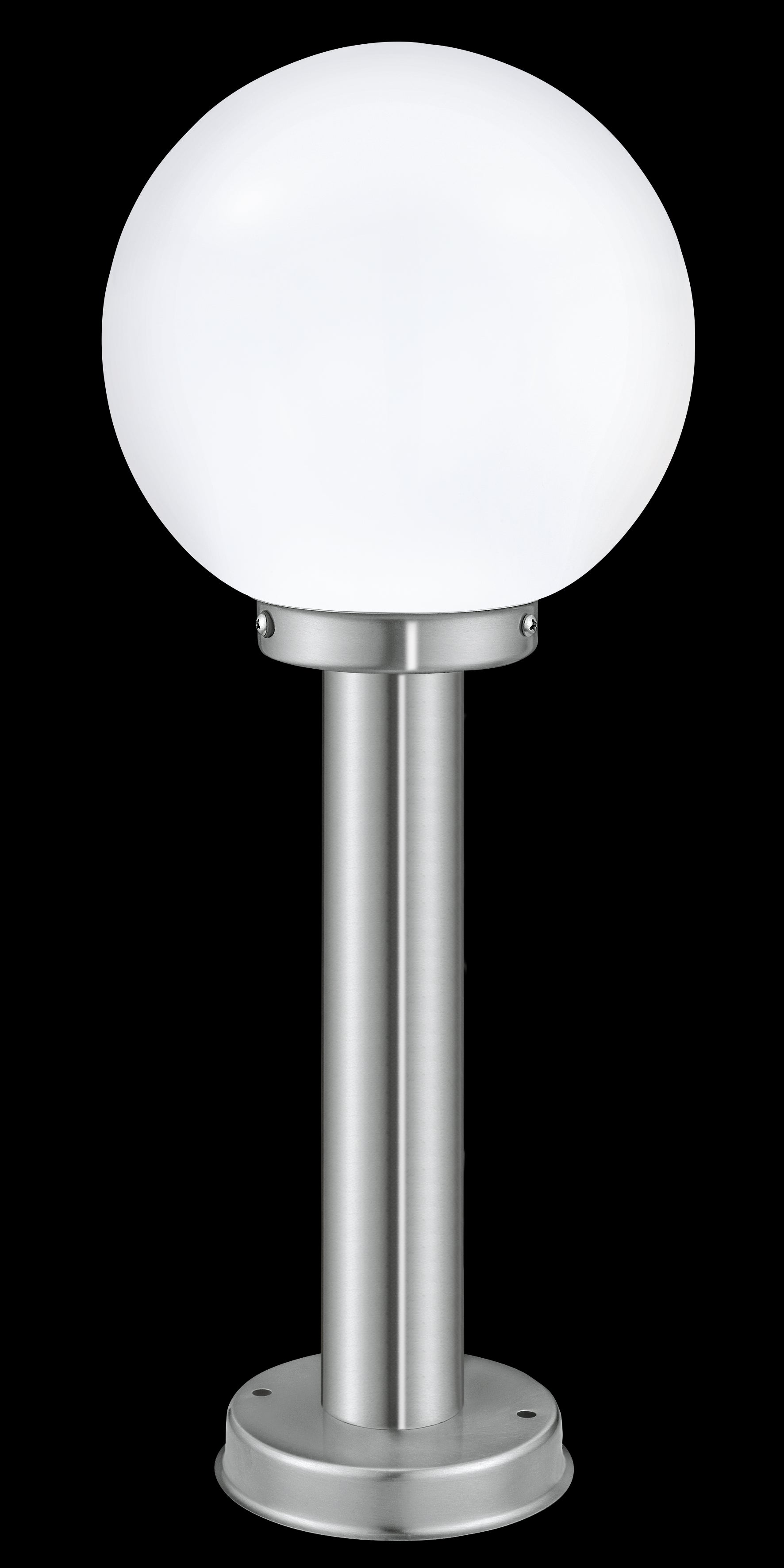 eglo nisia silver driveway pillar with white glass globe shade ip44 living room close up