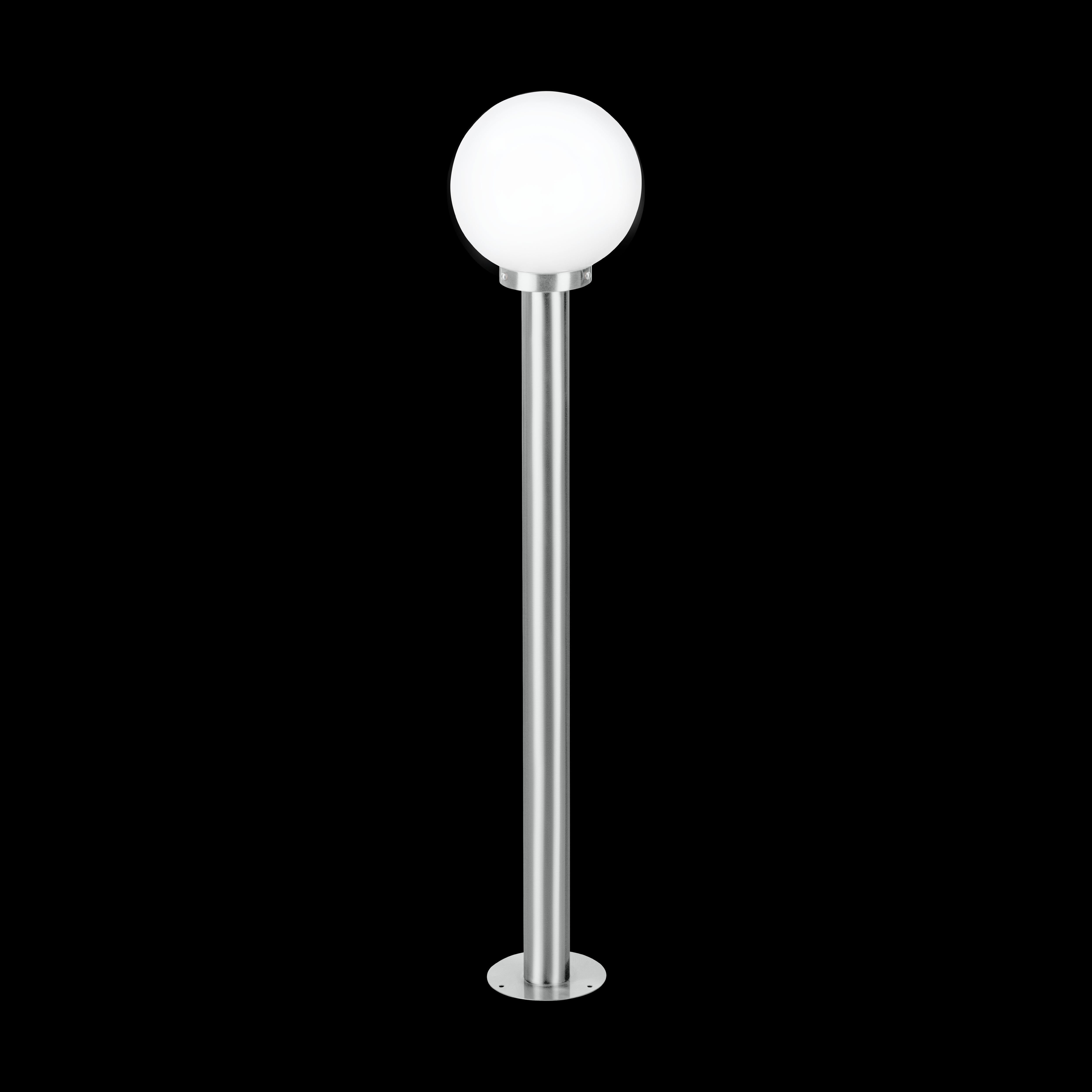 eglo nisia silver driveway pillar with white glass globe shade 100cm living room image