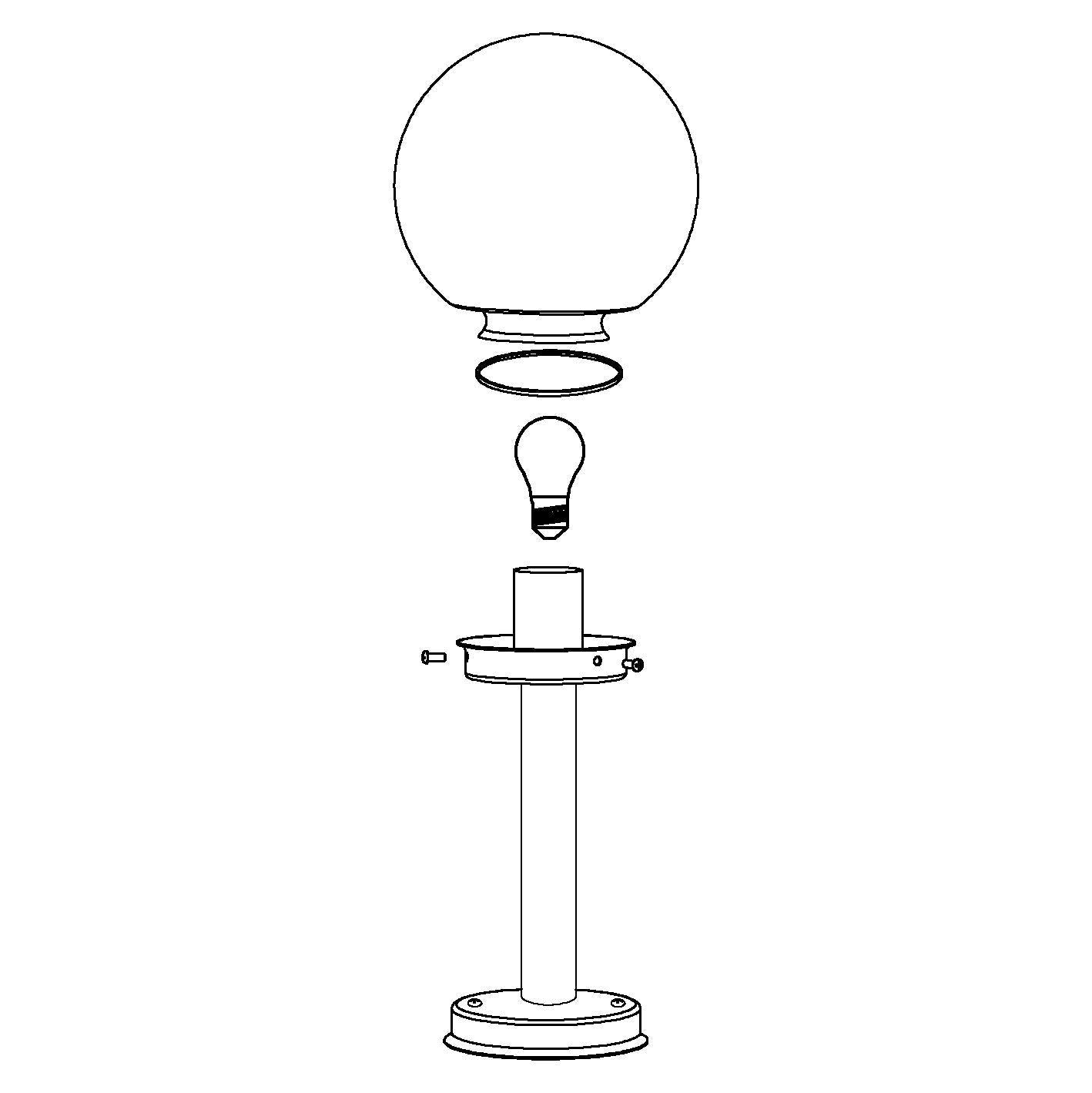 eglo nisia silver driveway pillar with white glass globe shade 100cm Kitchen Lighting Close Up