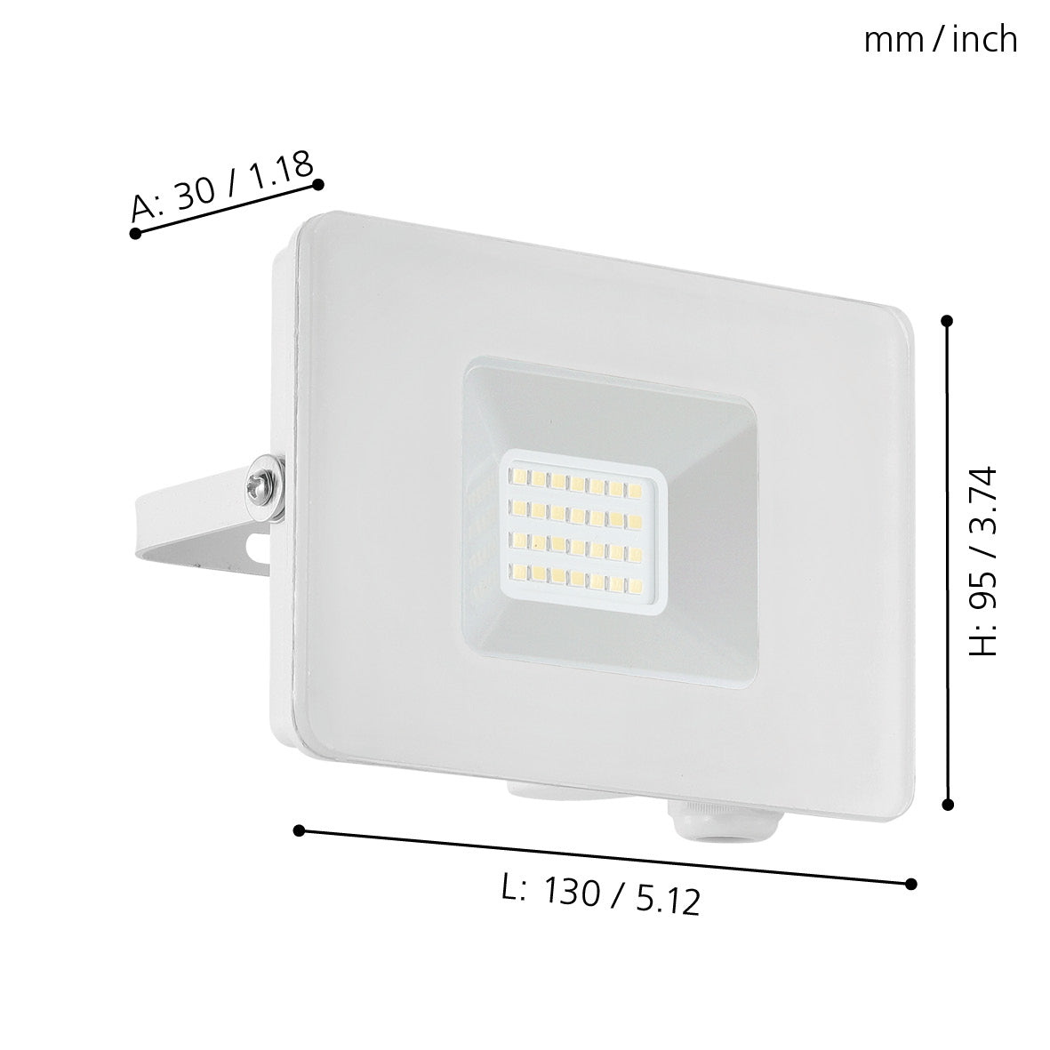 eglo faedo 3 white ip65 led outdoor flood light 21w living room close up
