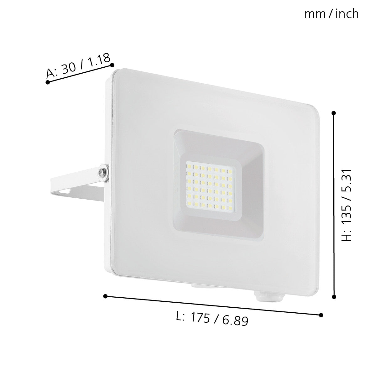 eglo faedo 3 ip65 white led outdoor flood light 31w living room close up
