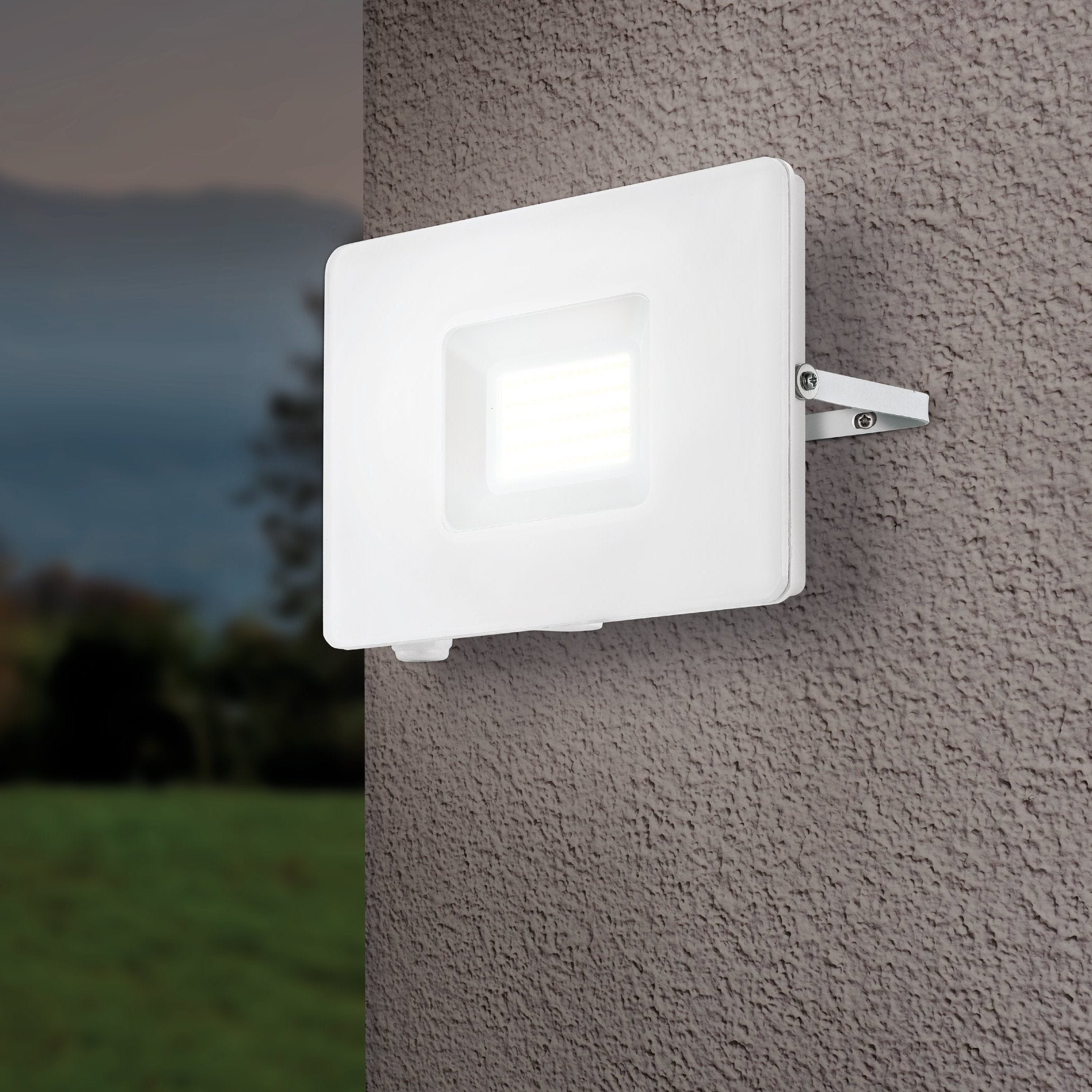 eglo faedo 3 ip65 white led outdoor flood light 53w
