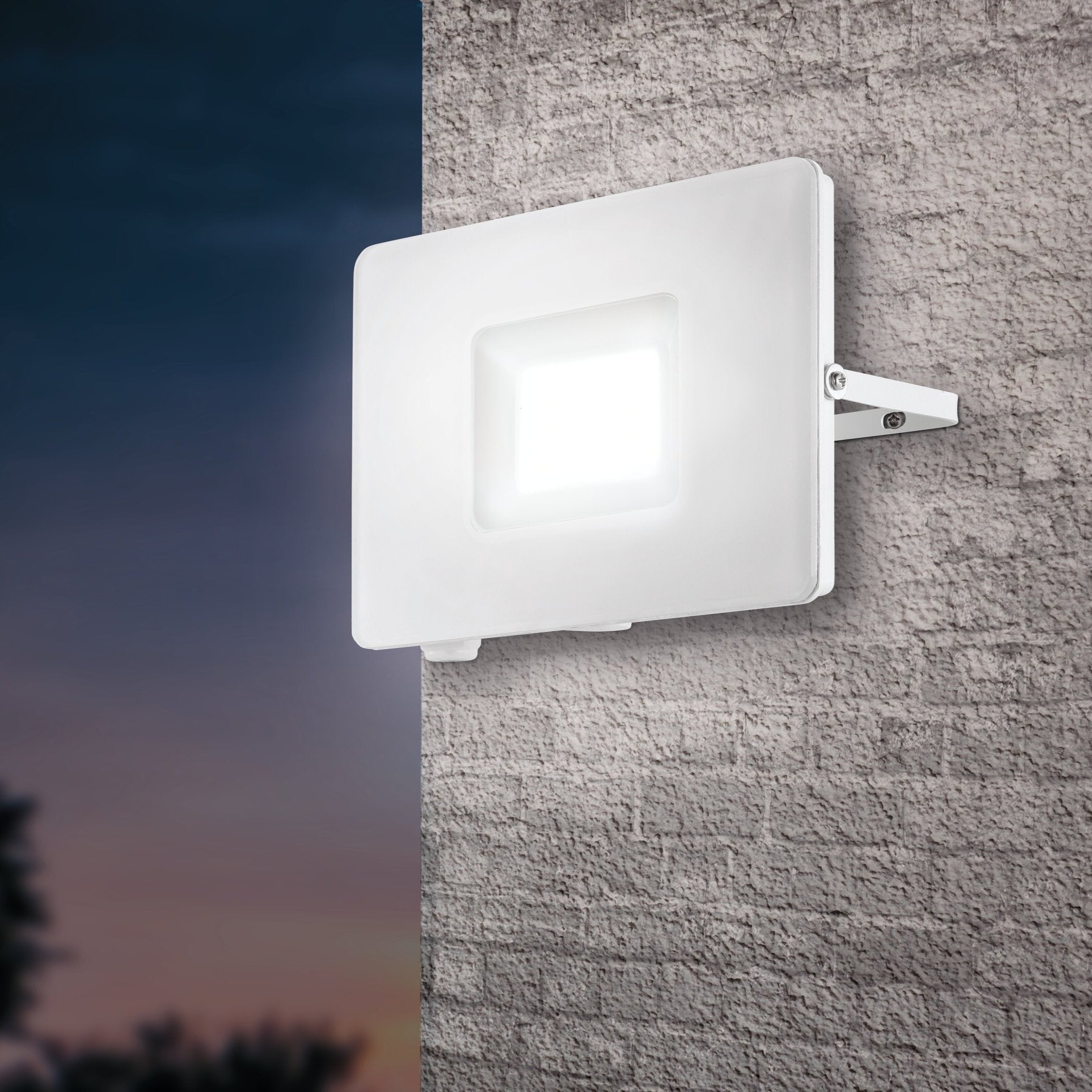 eglo faedo 3 ip65 white led outdoor flood light 53w living room image