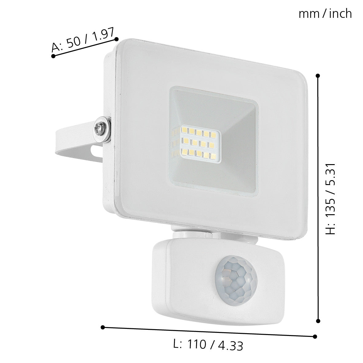 eglo faedo 3 ip44 white led pir outdoor flood light 10w living room close up