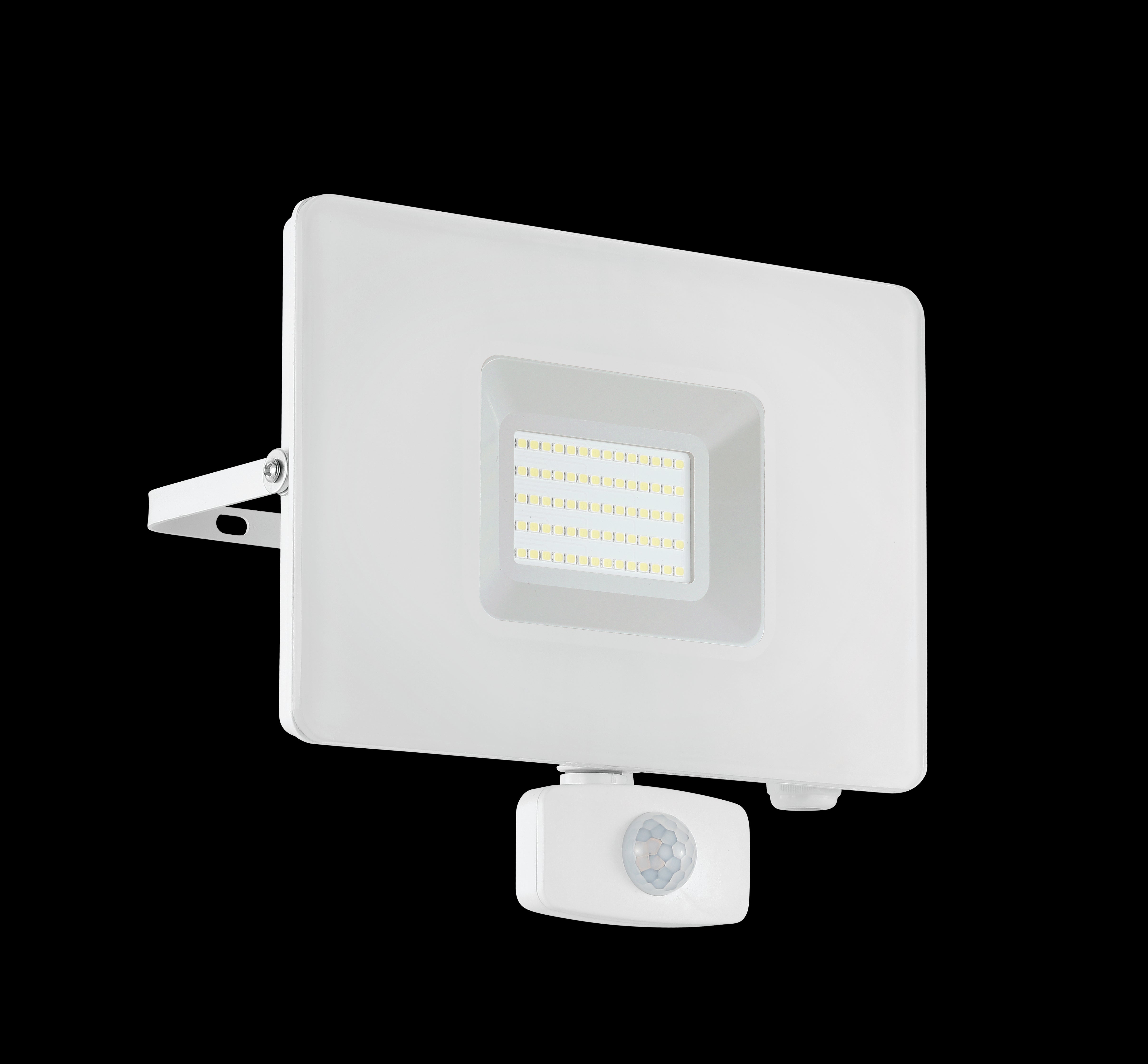 eglo faedo 3 ip44 white led pir outdoor flood light 53w living room close up