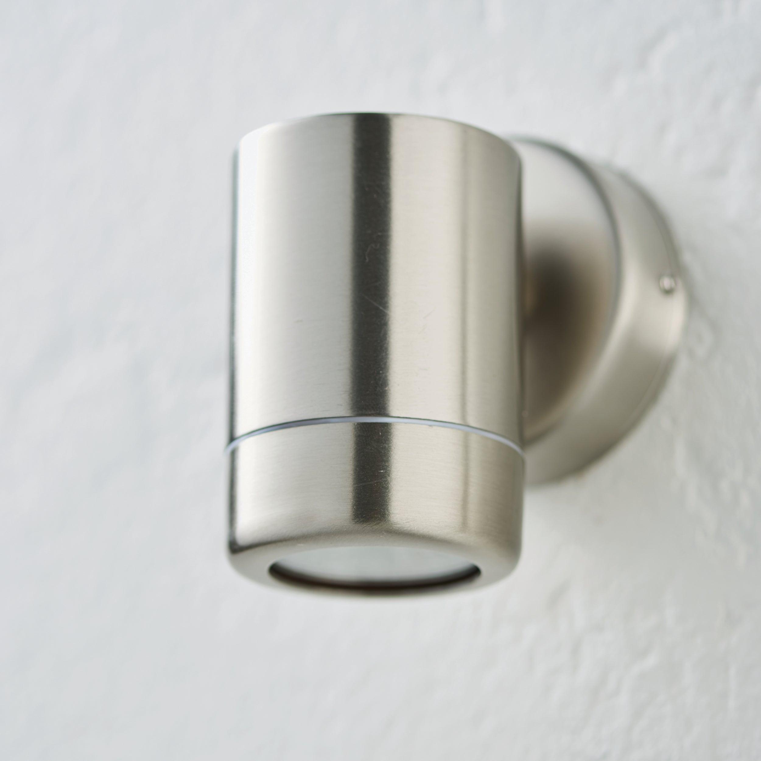 atlantis silver led outdoor down wall light ip65 7w by saxby lighting, close up image 214