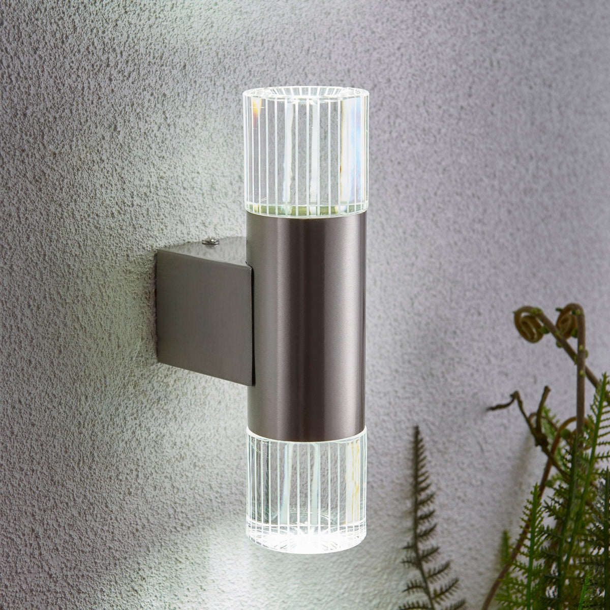 Endon Grant Polished Stainless Steel Finish Outdoor Up & Down Wall Light YG-7501