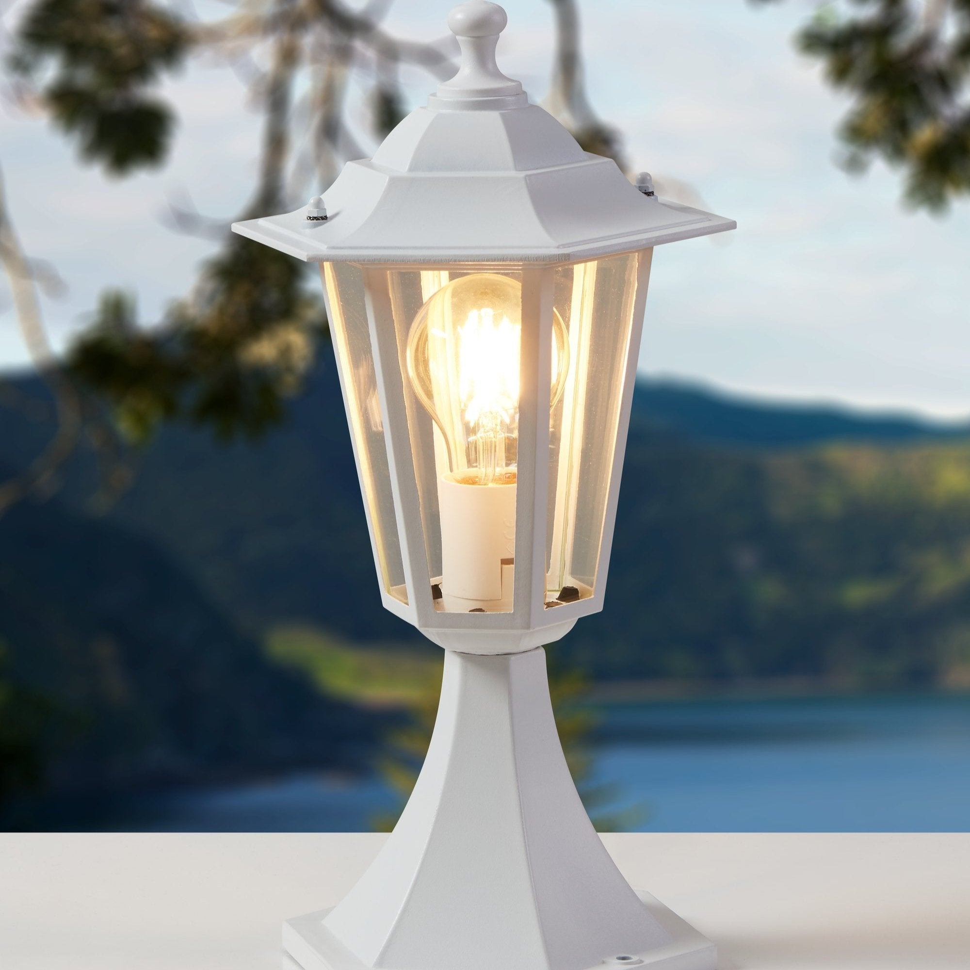 eglo laterna 5 ip44 white pedestal light
