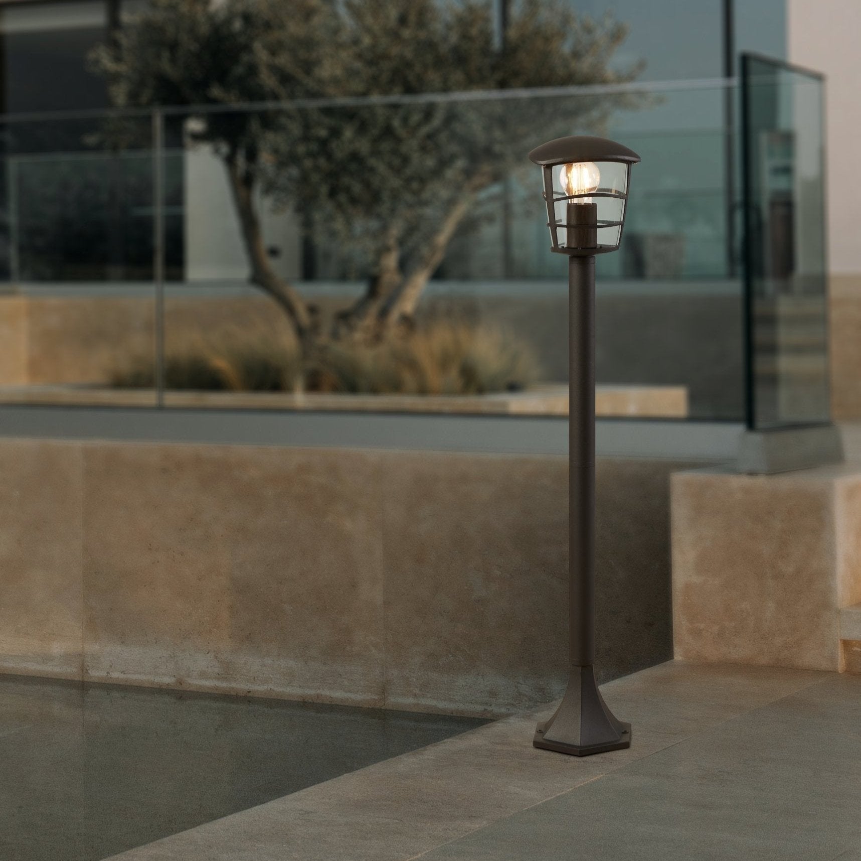 eglo aloria black bollard pathway outdoor ip44 light