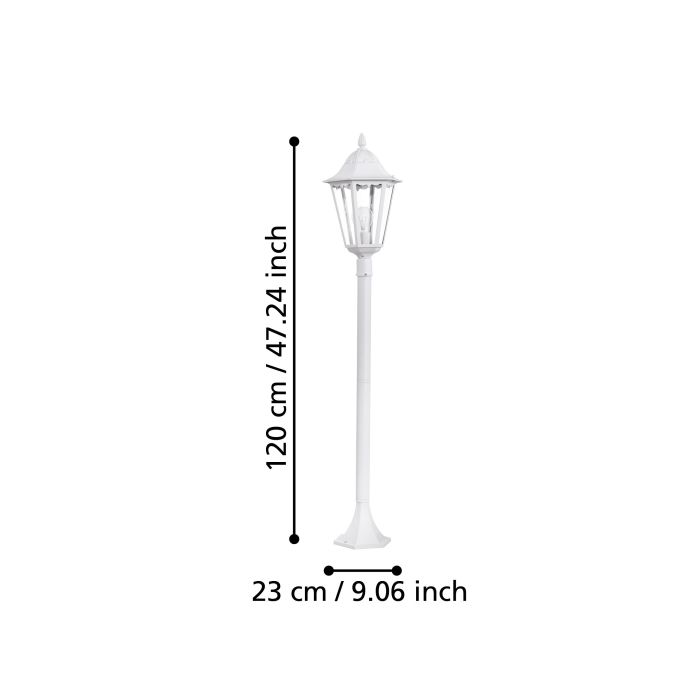 eglo navedo white bollard pathway outdoor ip44 light living room close up