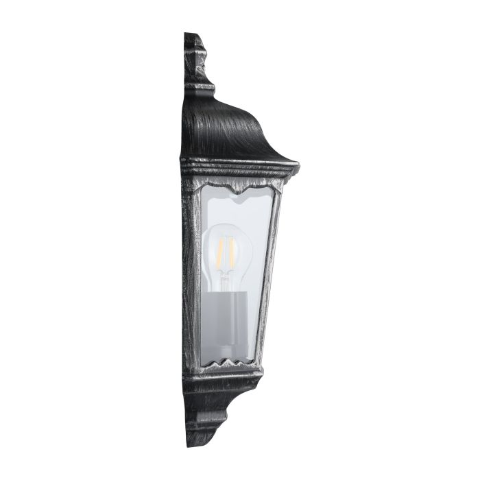 eglo navedo ip44 black silver half lantern outdoor wall light hallway lighting