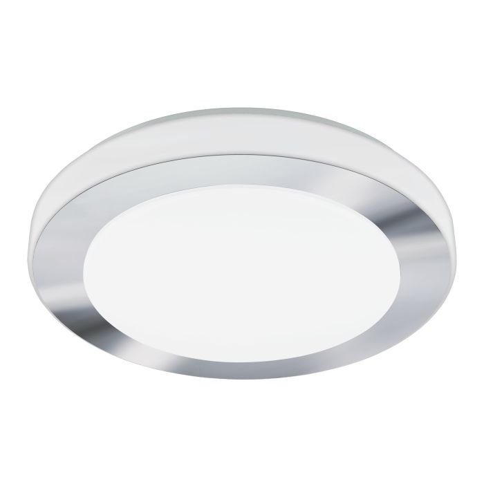 eglo led carpi round chrome ip44 flush light 38 5cm living room close up