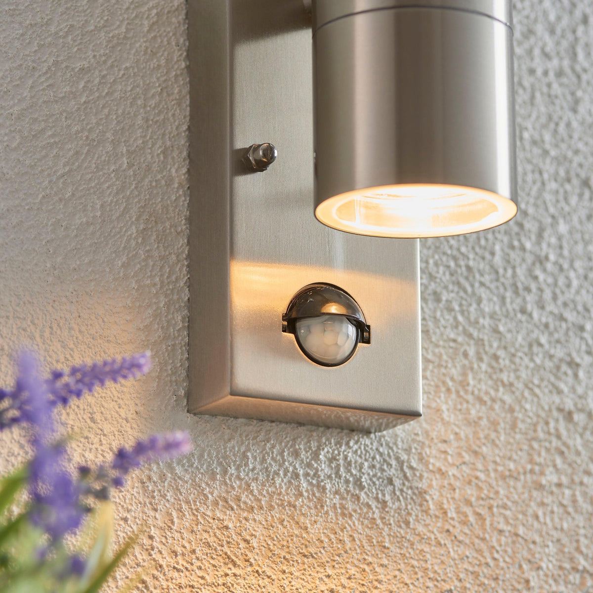 Endon Canon Polished Stainless Steel Finish Outdoor PIR Up & Down Wall Light EL-40062