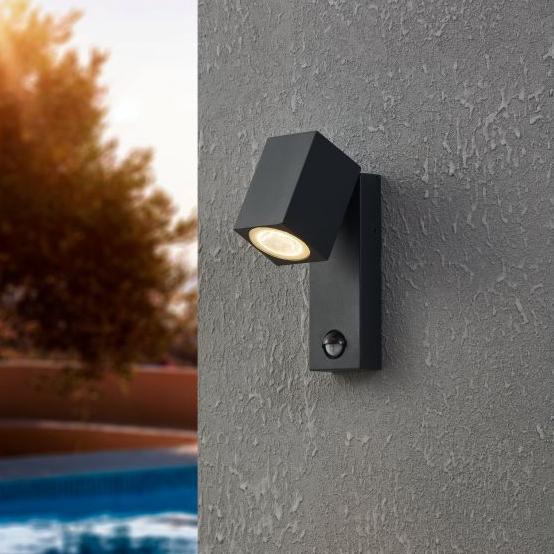 eglo sakeda grey led outdoor wall light sensor