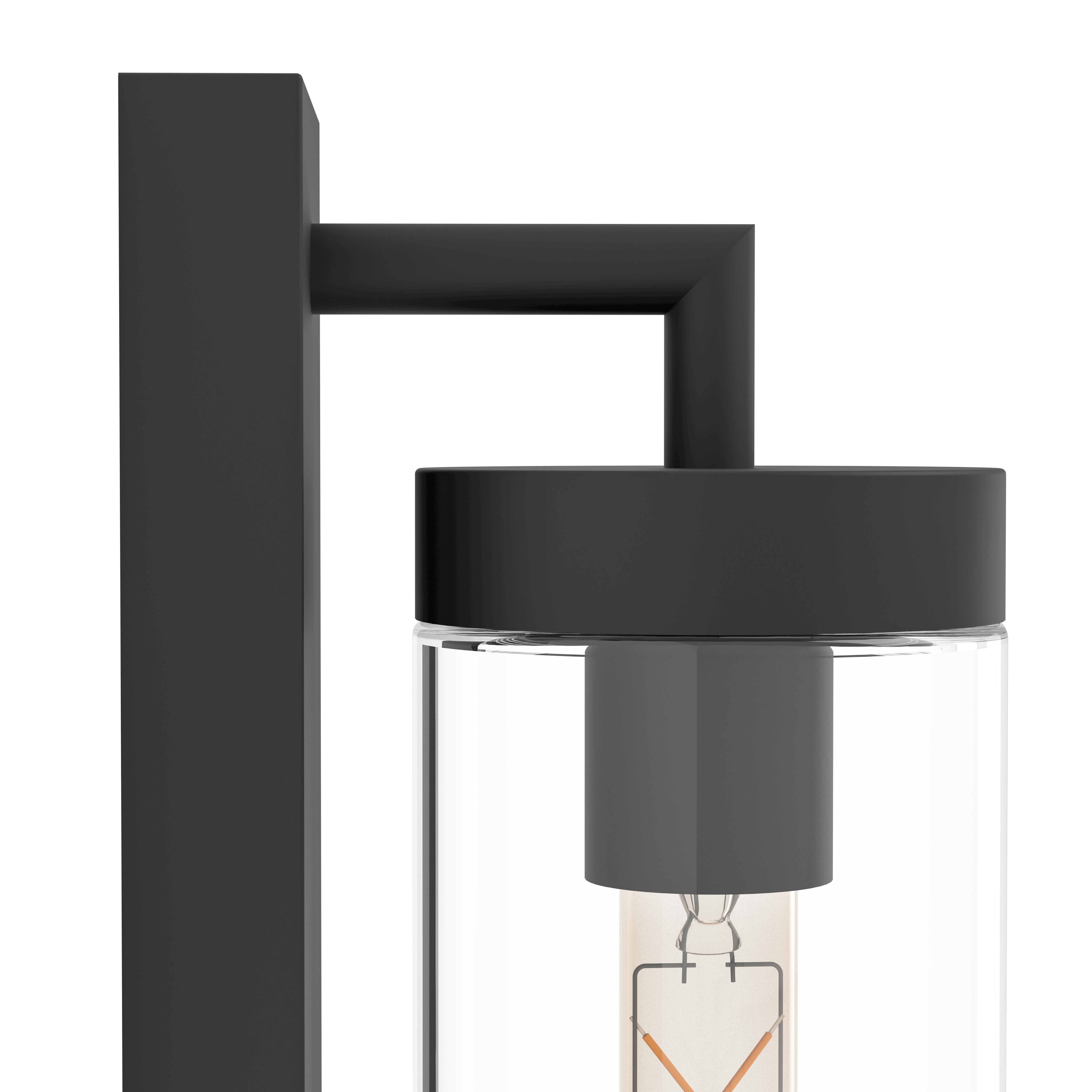 eglo bovolone ip44 black outdoor wall light glass shade Hallway Lighting Close up