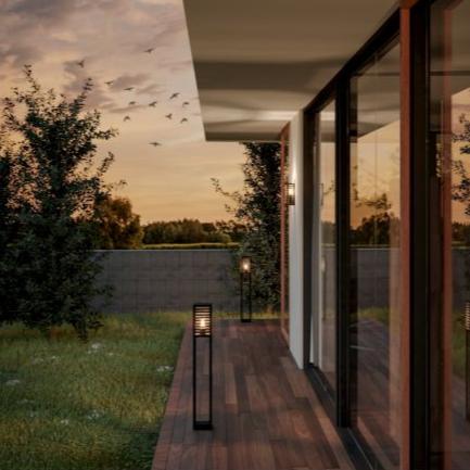 eglo alamonte 3 black cuboid bollard pathway ip44 outdoor light