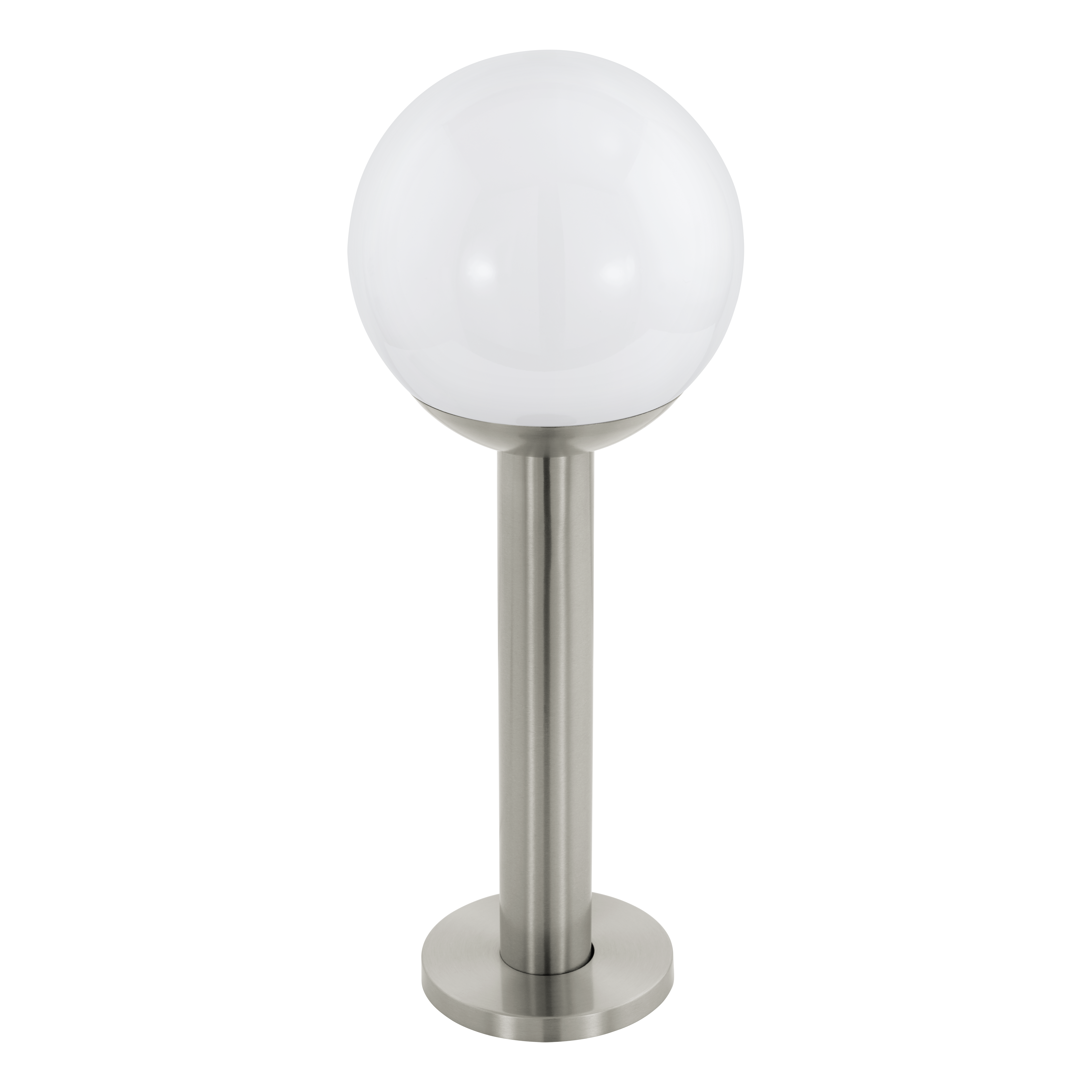 eglo nisia z silver ip44 smart led pedestal light white globe shade