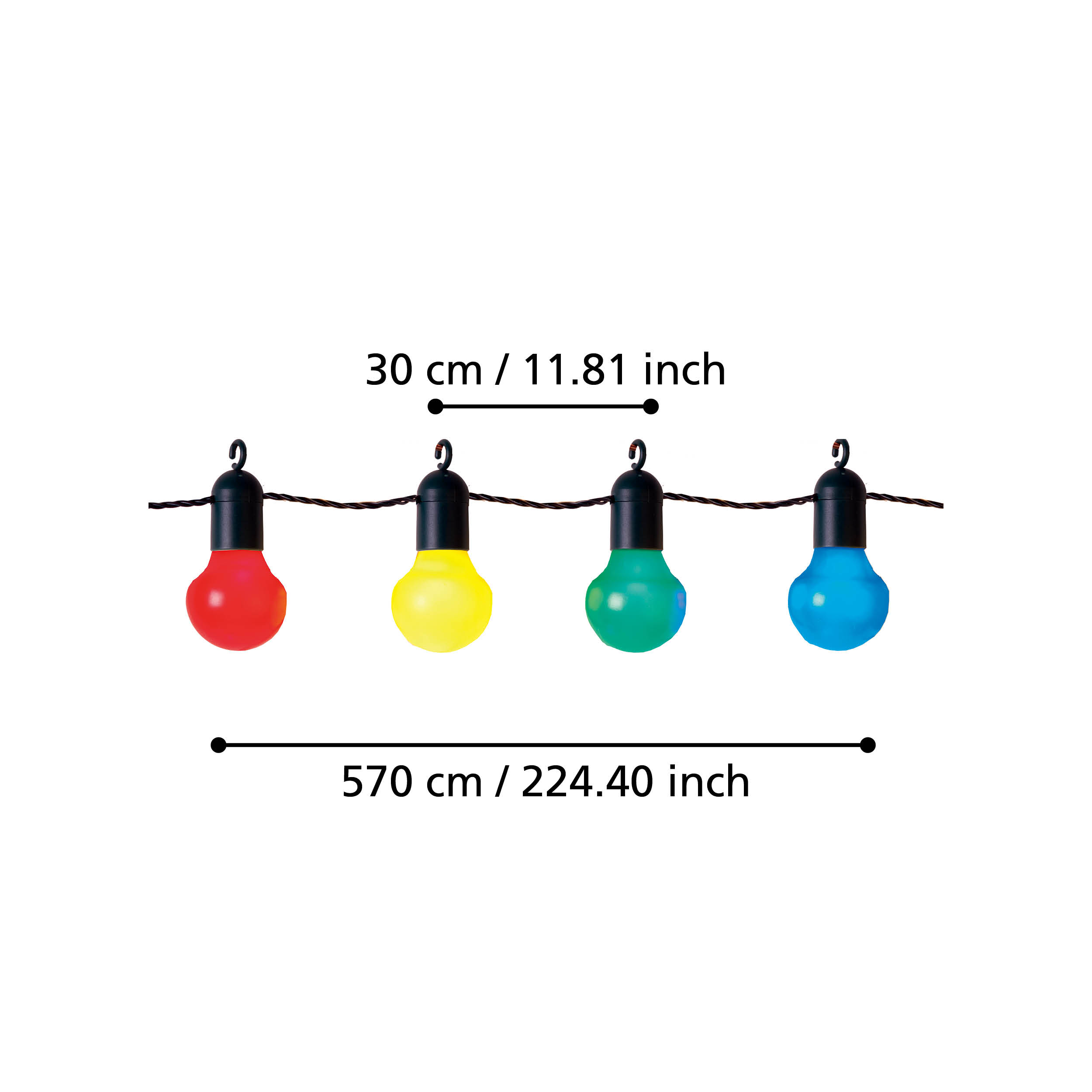 eglo frosolone multi coloured 20 light outdoor festoon set ip44 Kitchen Lighting Close Up