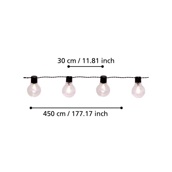 eglo partaj 16 light clear bulb outdoor festoon party set ip44 living room close up