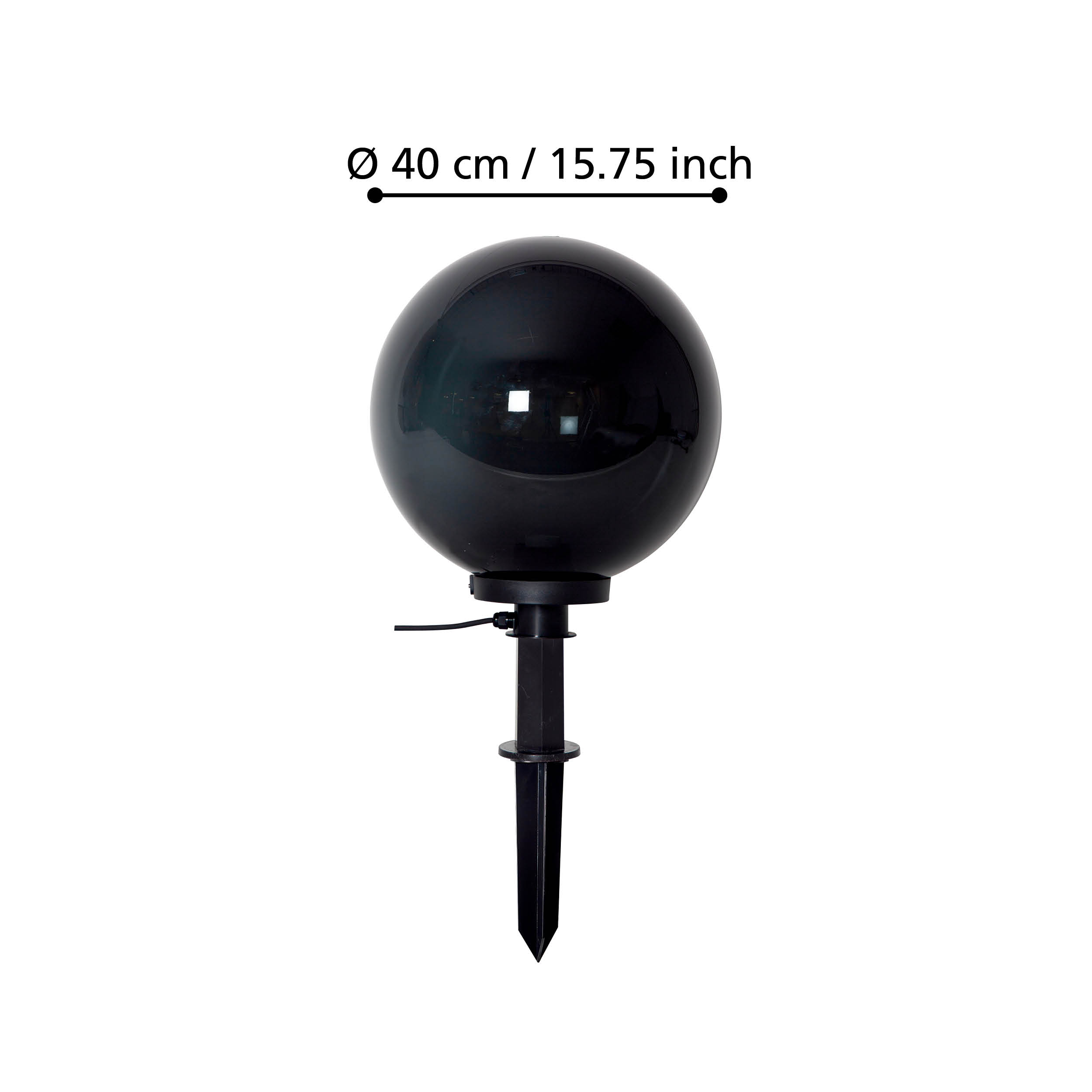 eglo monterollo smoke ip44 black smoke globe ground spike light 40cm kitchen lighting