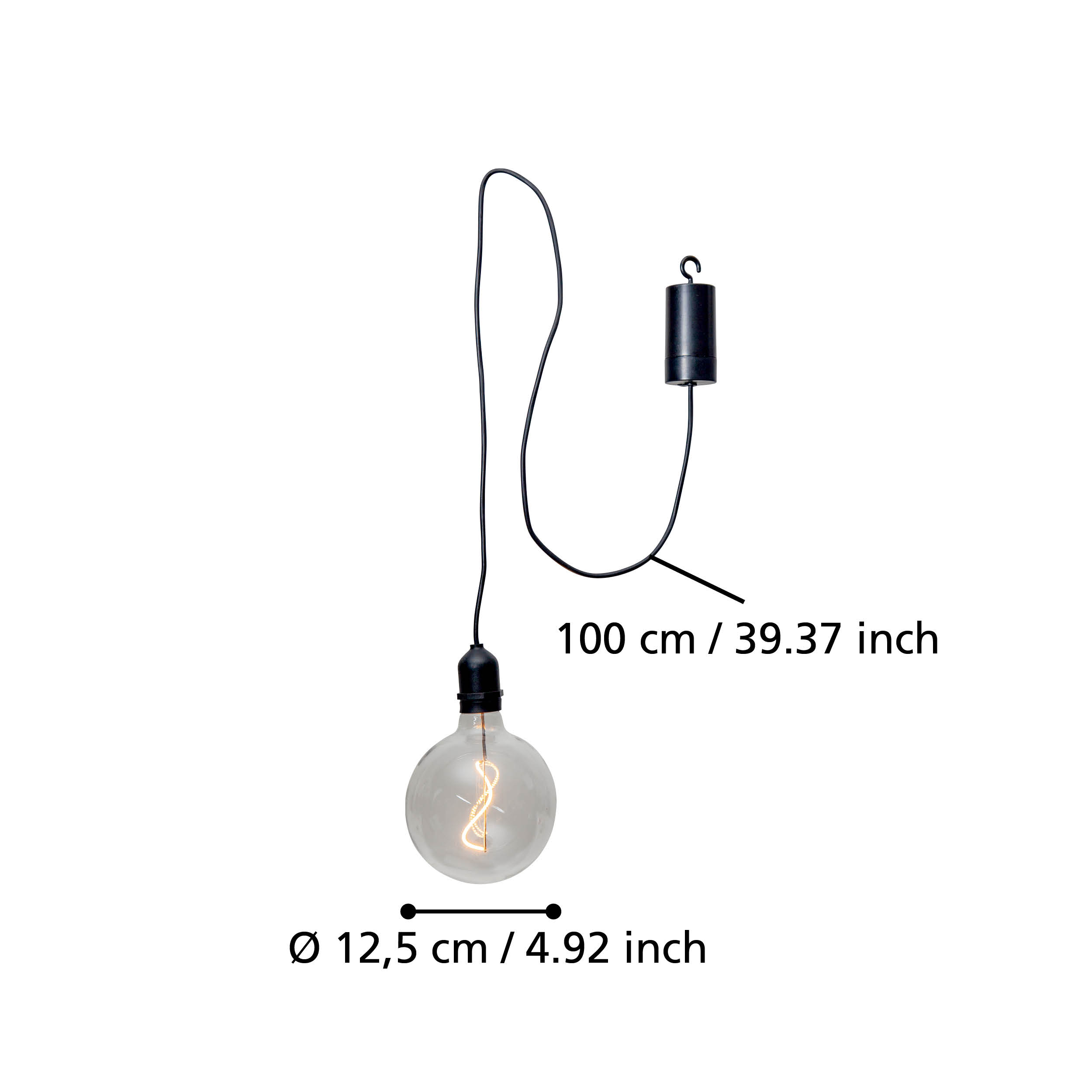 Eglo Vignanello Battery Operated IP44 Black LED Cable Pendant - Clear