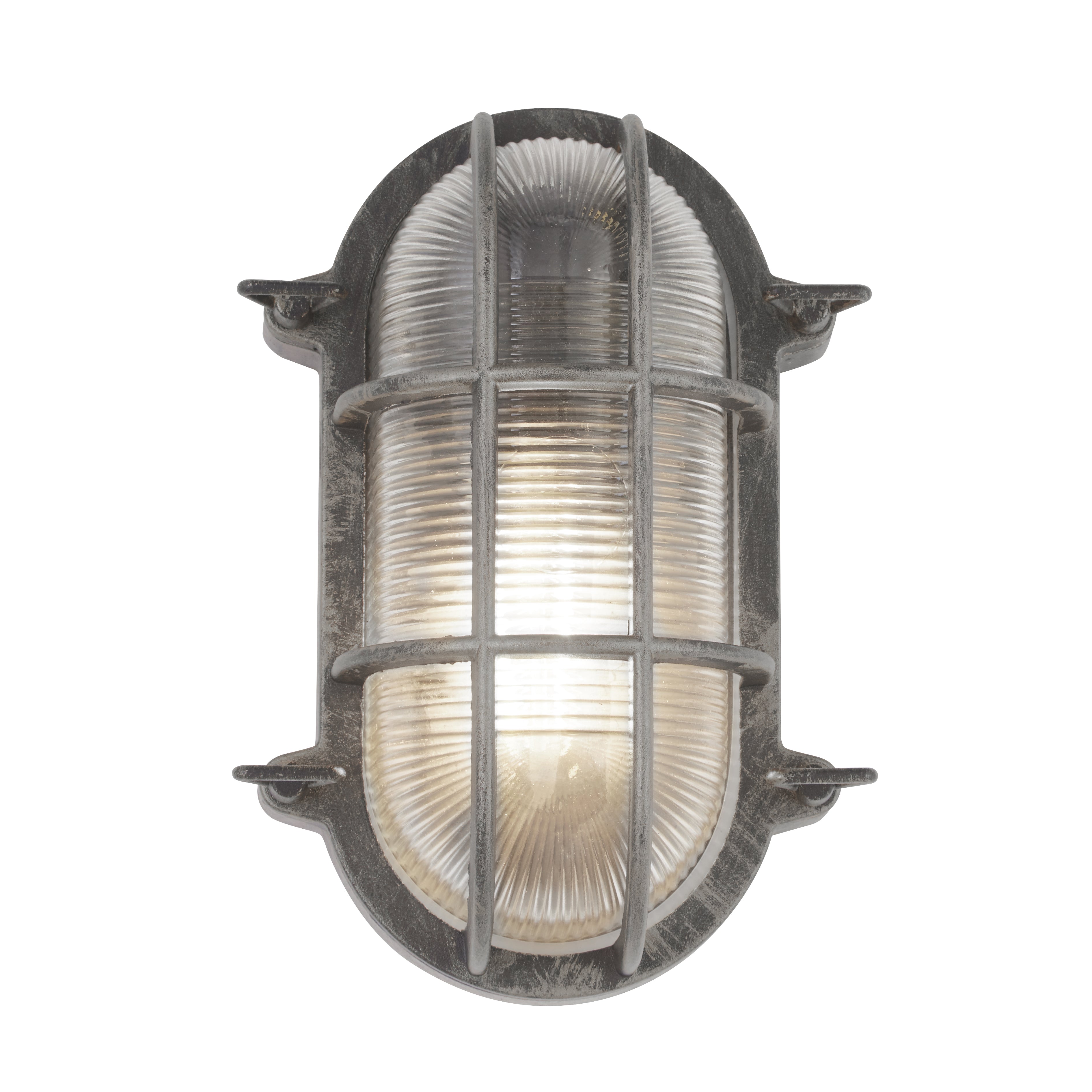 Searchlight Bulkhead Oval Black & Silver Outdoor Wall/Ceiling Light